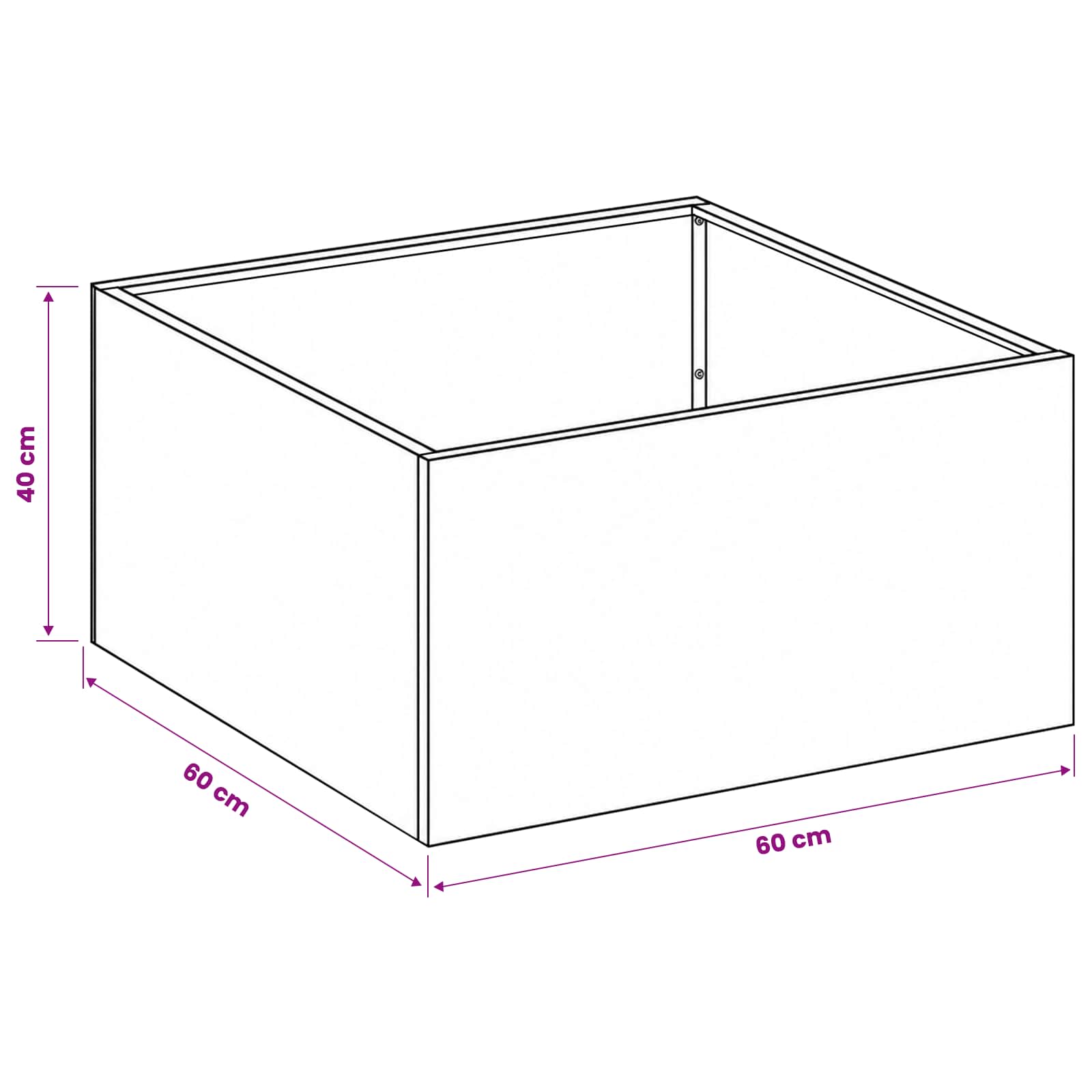 Plantenbak 2 st Zwart 60 x 60 x 40 cm Koudgewalst staal image 8
