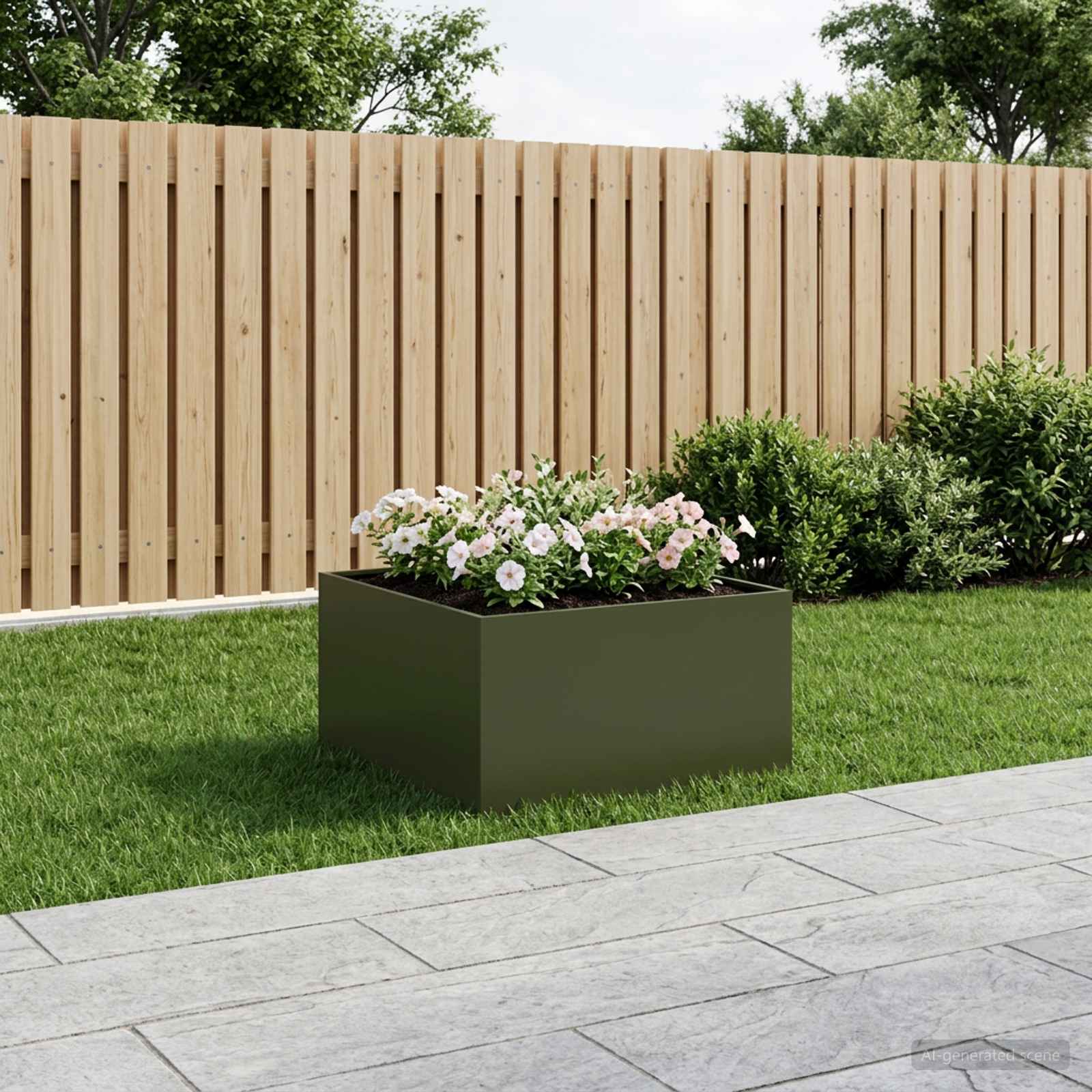 Plantenbak Olijfgroen 60 x 60 x 40 cm Koudgewalst staal image 1