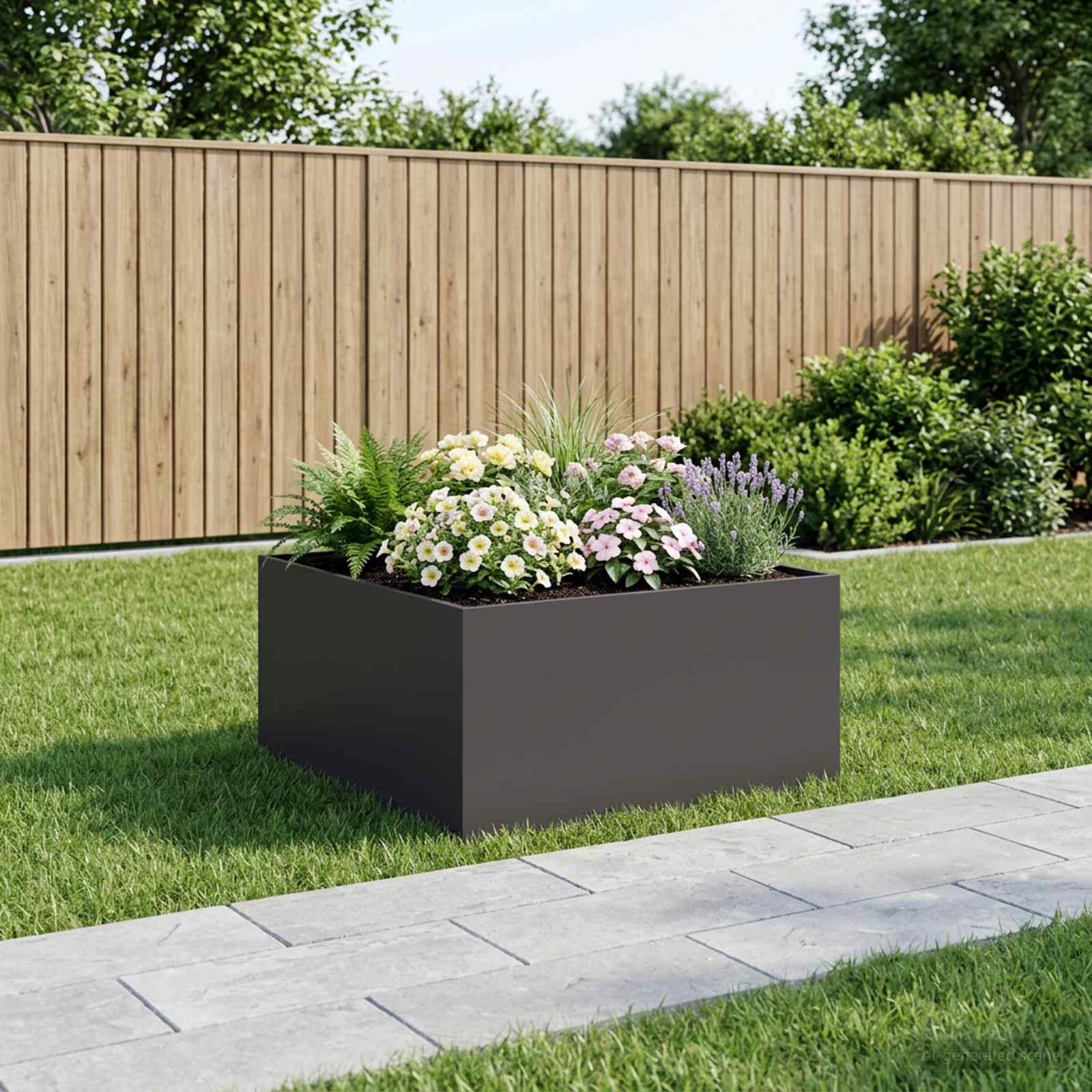 vidaXL Puutarha ruukku Musta 80 x 80 x 40 cm Kylmävalssattu teräs