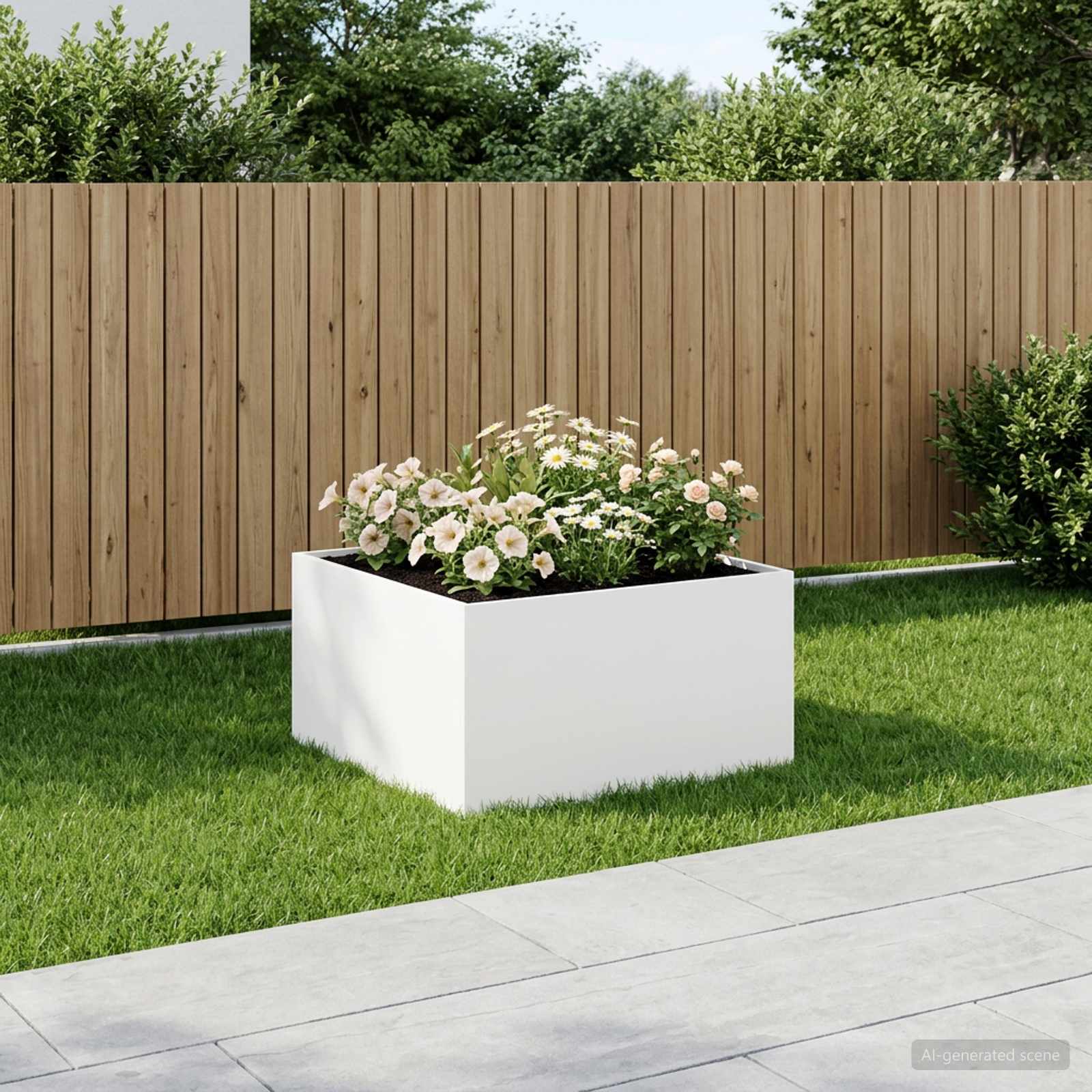 Plantenbak Wit 100 x 100 x 40 cm Koudgewalst staal image 1
