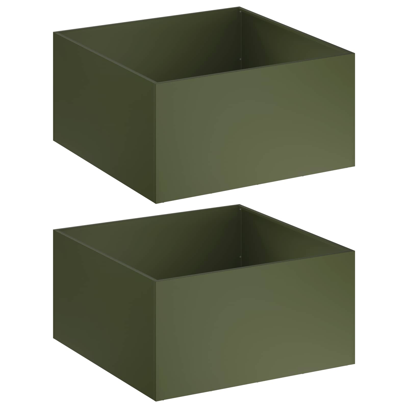 Plantenbak 2 st Olijfgroen 100 x 100 x 40 cm Koudgewalst staal image 2