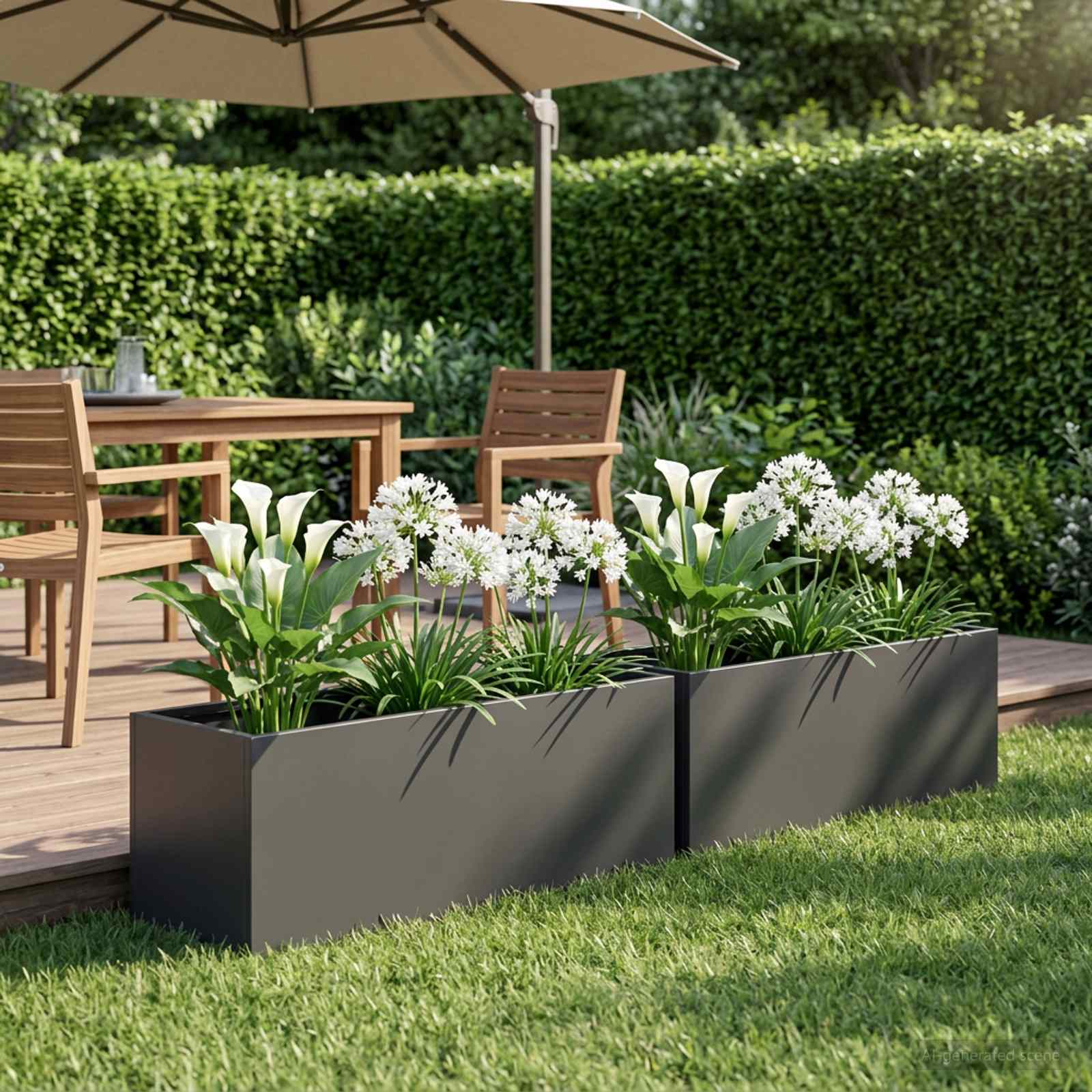 Plantenbak 2 st Zwart 40 x 20 x 20 cm Koudgewalst staal image 1
