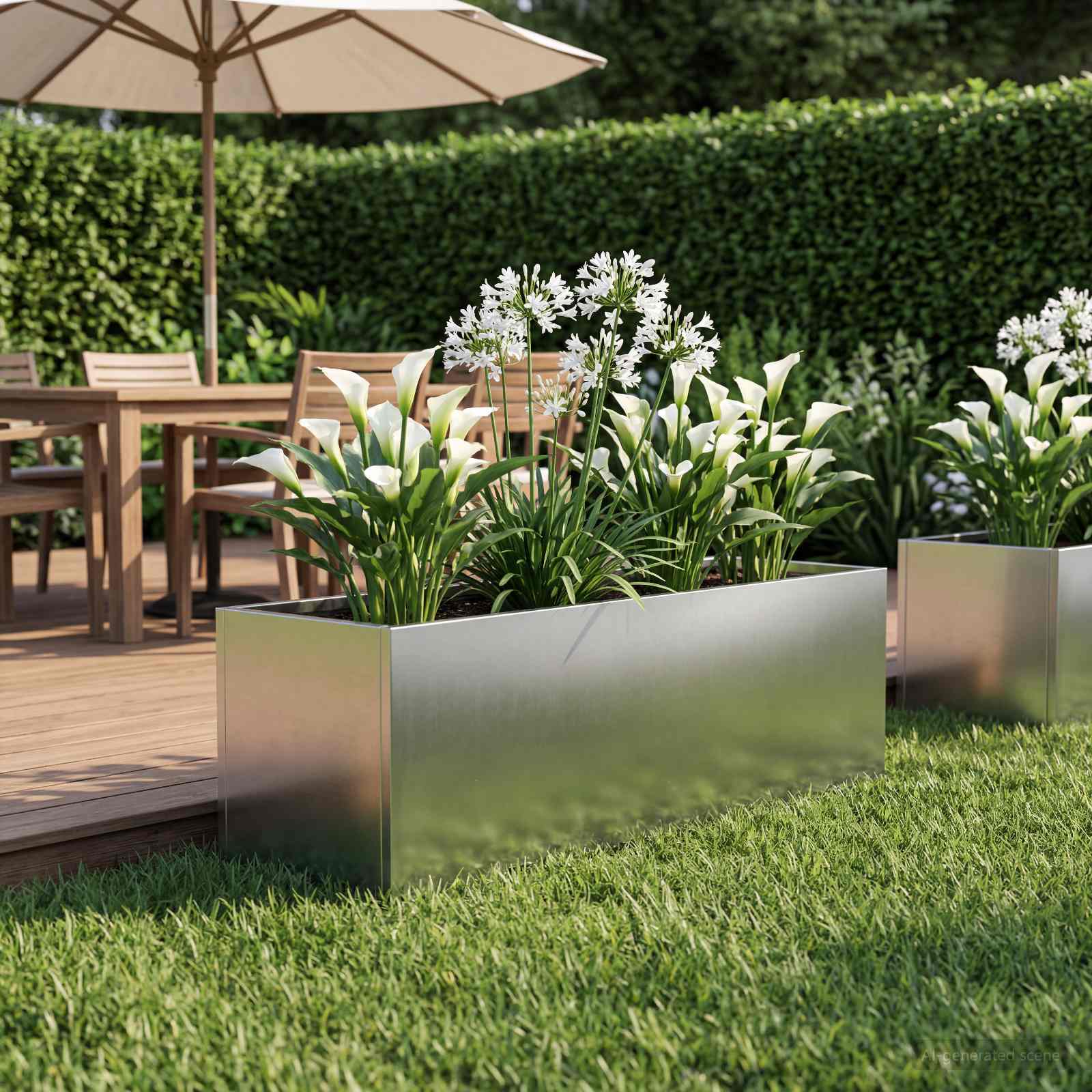 Plantenbak zilver 40 x 20 x 20 cm Roestvrij staal image 1