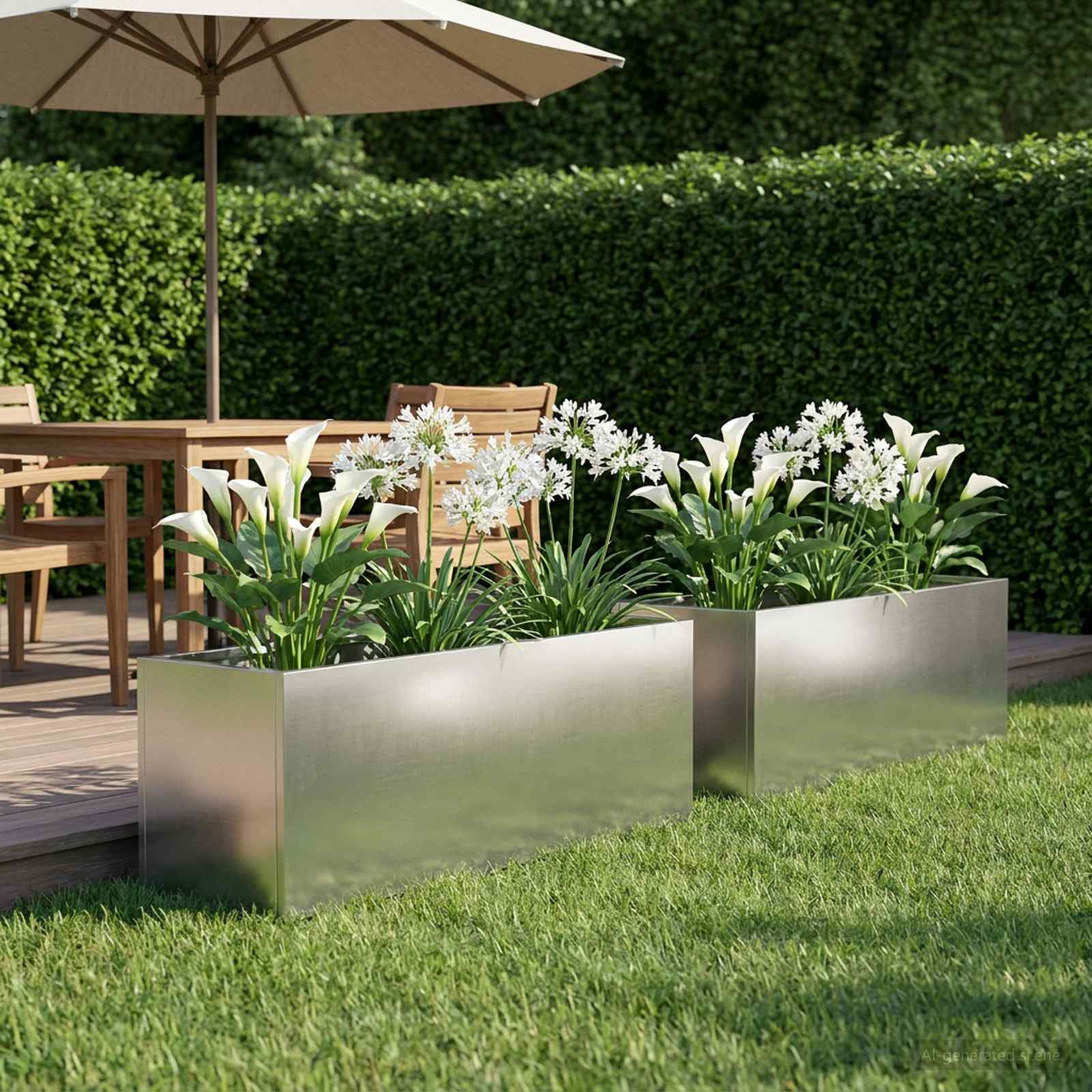 Plantenbak 2 st zilver 40 x 20 x 20 cm Roestvrij staal image 1