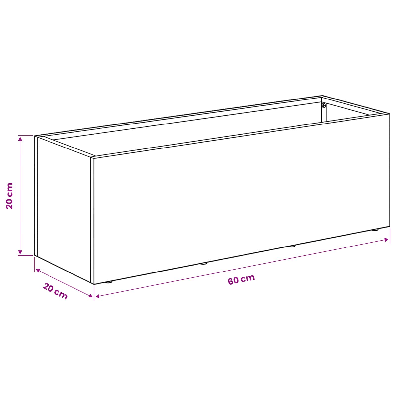 Plantenbak Wit 60 x 20 x 20 cm Koudgewalst staal image 7