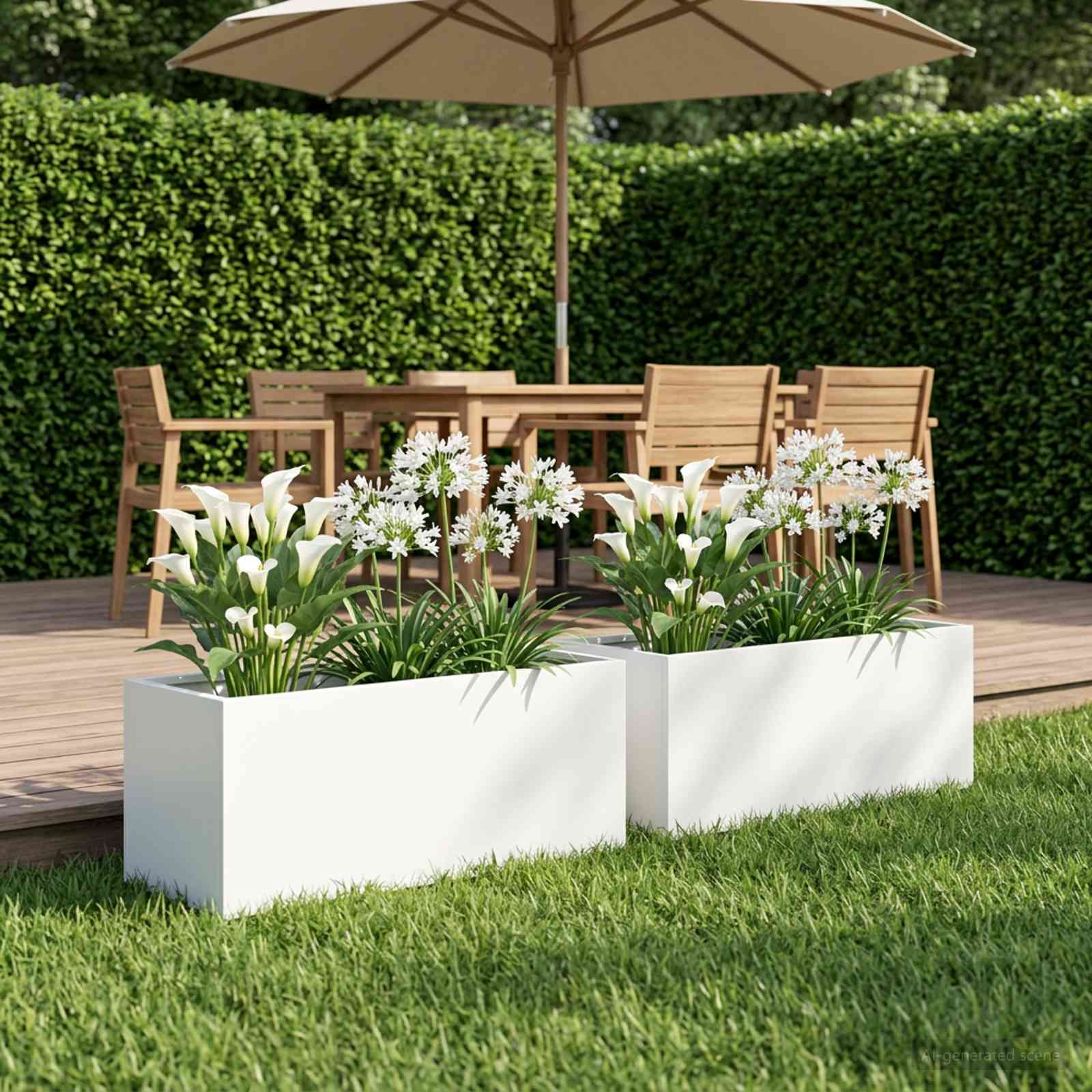 Plantenbak 2 st Wit 60 x 20 x 20 cm Koudgewalst staal image 1