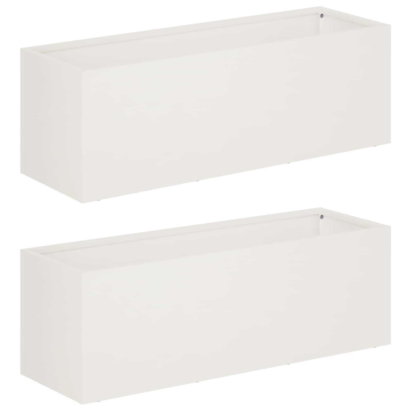 Plantenbak 2 st Wit 60 x 20 x 20 cm Koudgewalst staal image 2