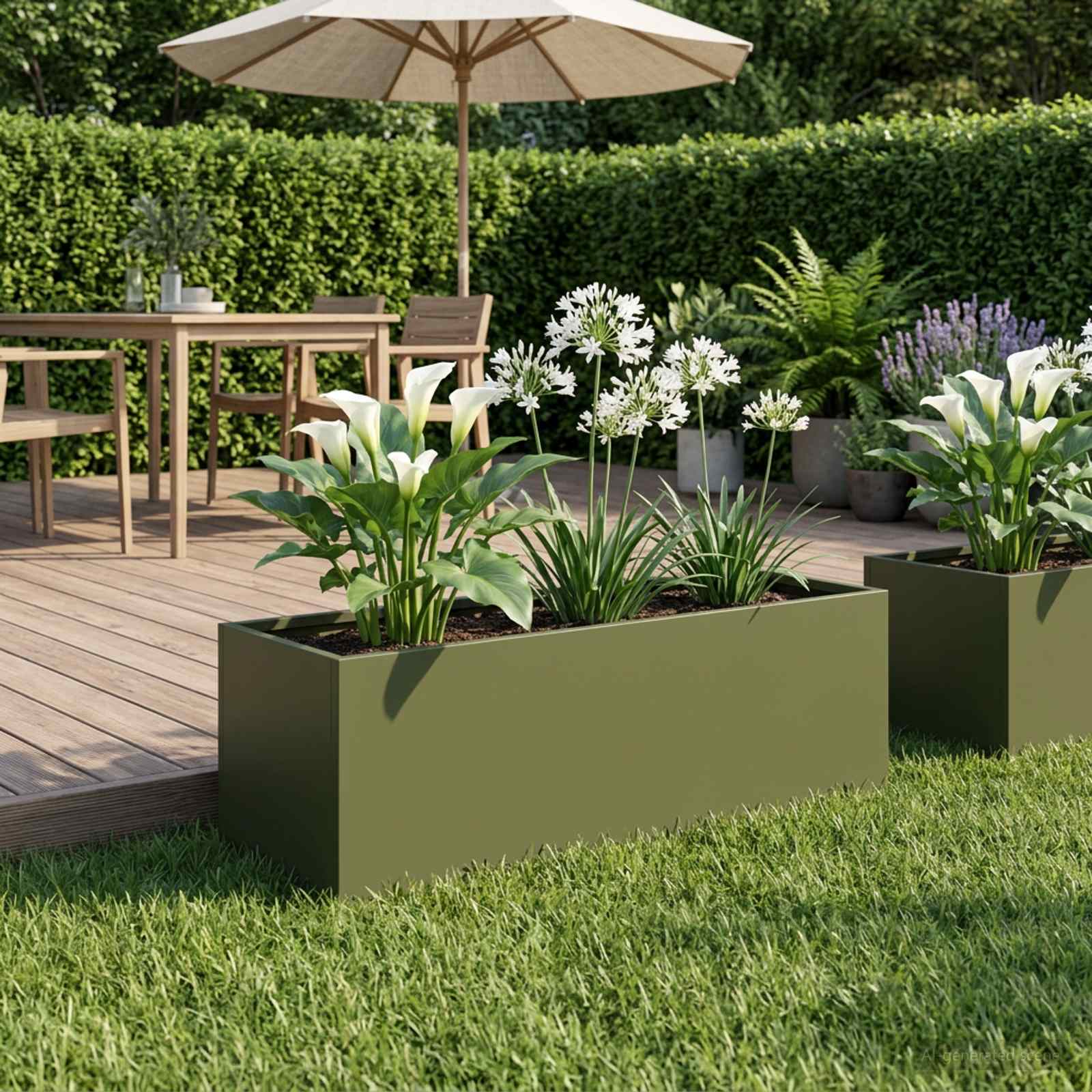 Plantenbak Olijfgroen 60 x 20 x 20 cm Koudgewalst staal image 1