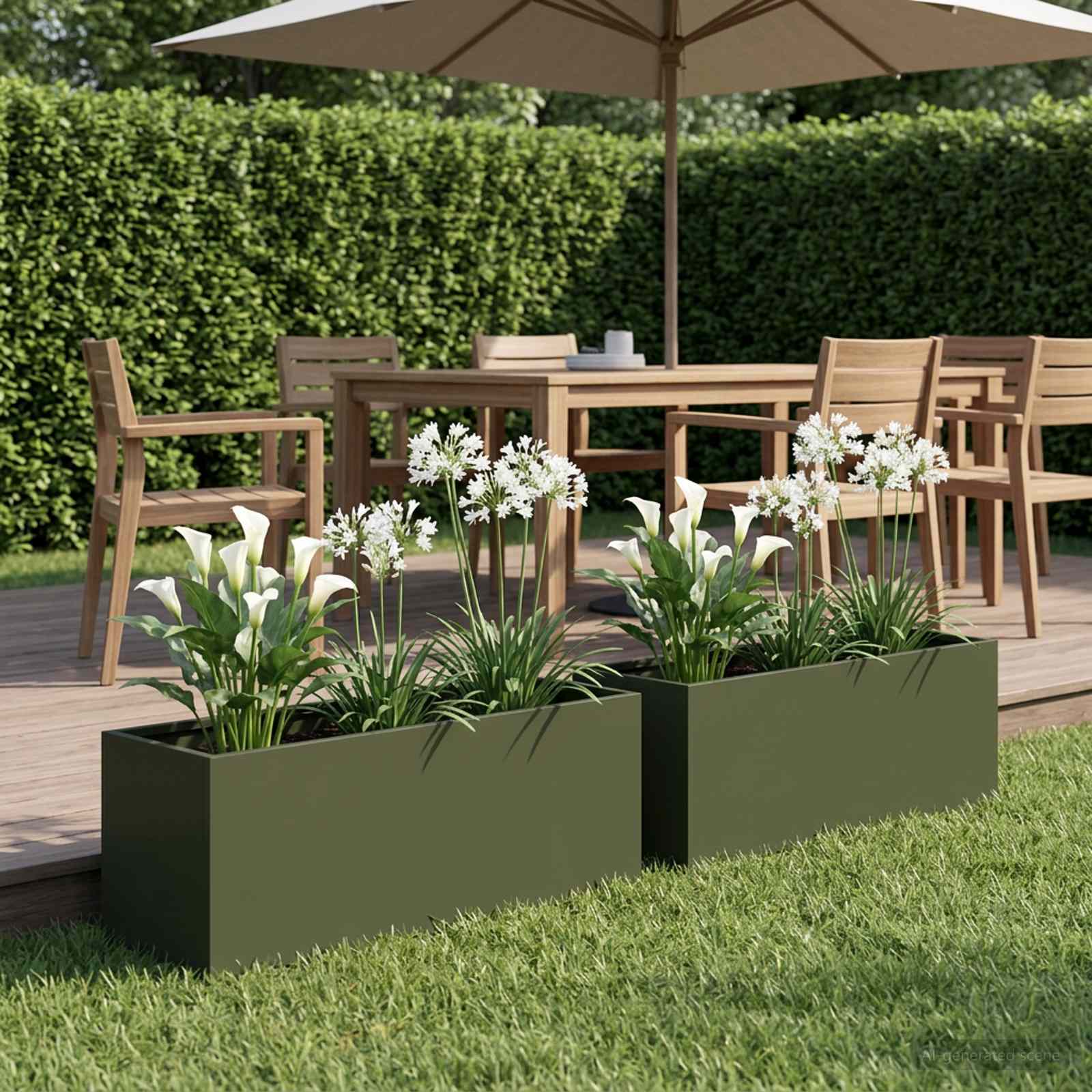 Plantenbak 2 st Olijfgroen 60 x 20 x 20 cm Koudgewalst staal image 1