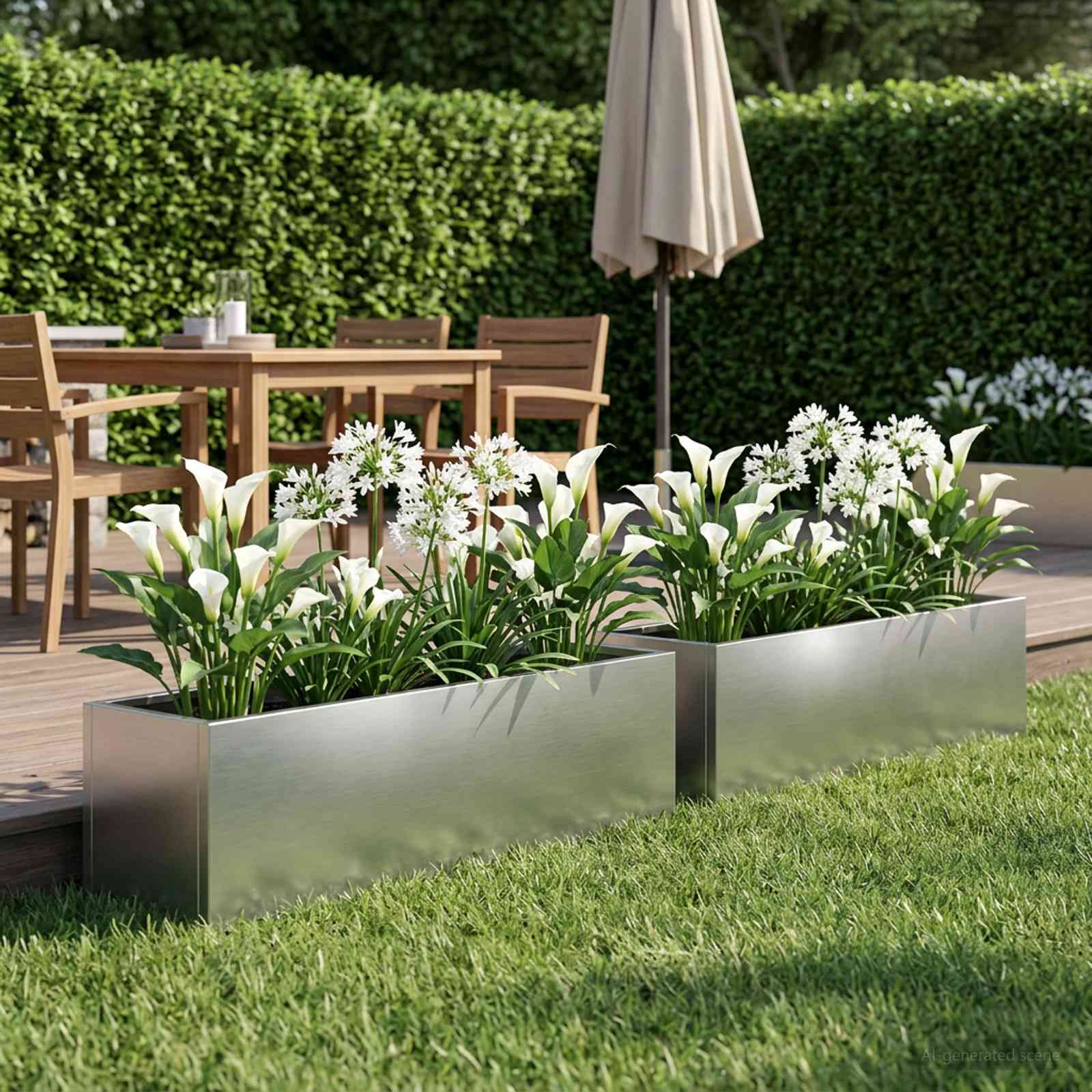 Plantenbak 2 st zilver 80 x 20 x 20 cm Roestvrij staal image 1