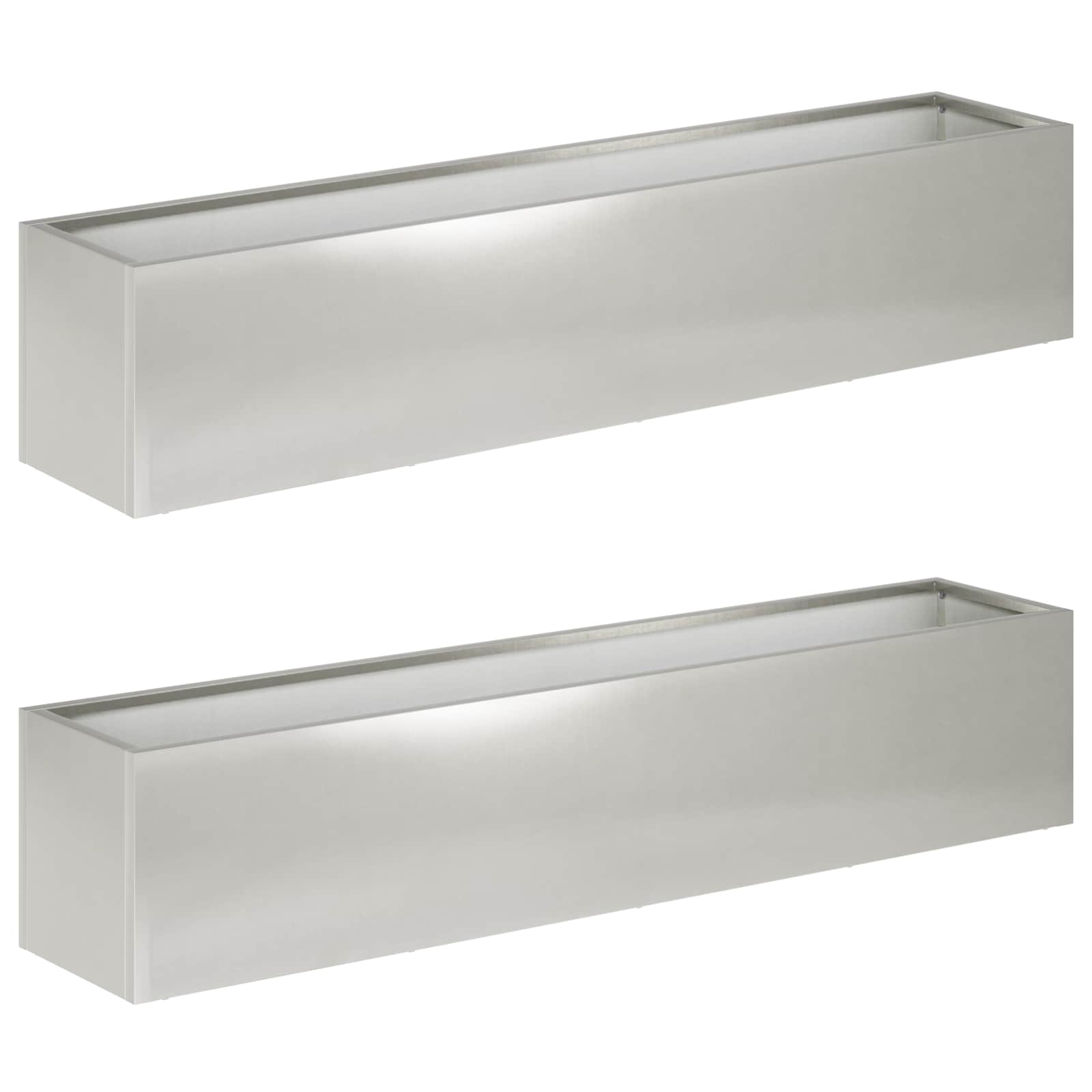 Plantenbak 2 st zilver 80 x 20 x 20 cm Roestvrij staal image 2