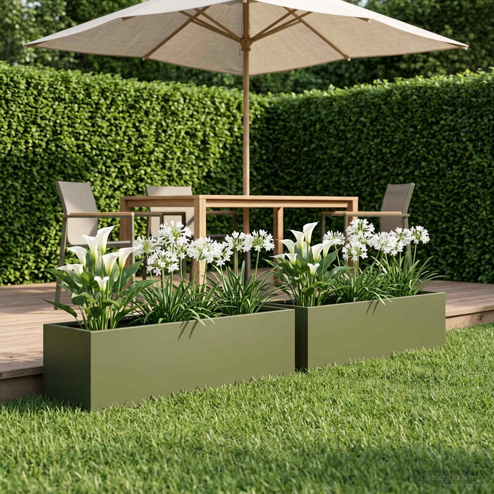 Plantenbak 2 st Olijfgroen 100 x 20 x 20 cm Koudgewalst staal image 1