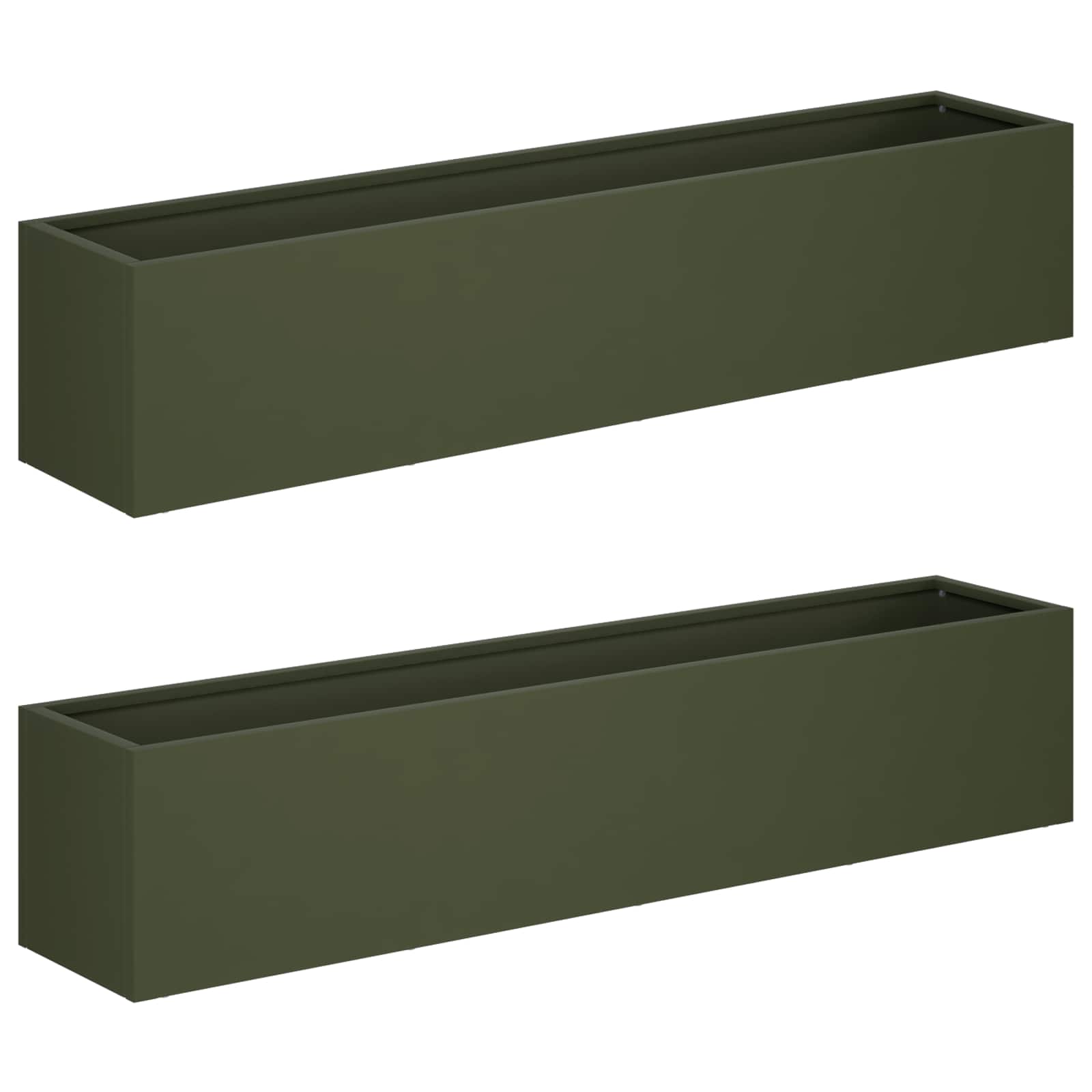 Plantenbak 2 st Olijfgroen 100 x 20 x 20 cm Koudgewalst staal image 2