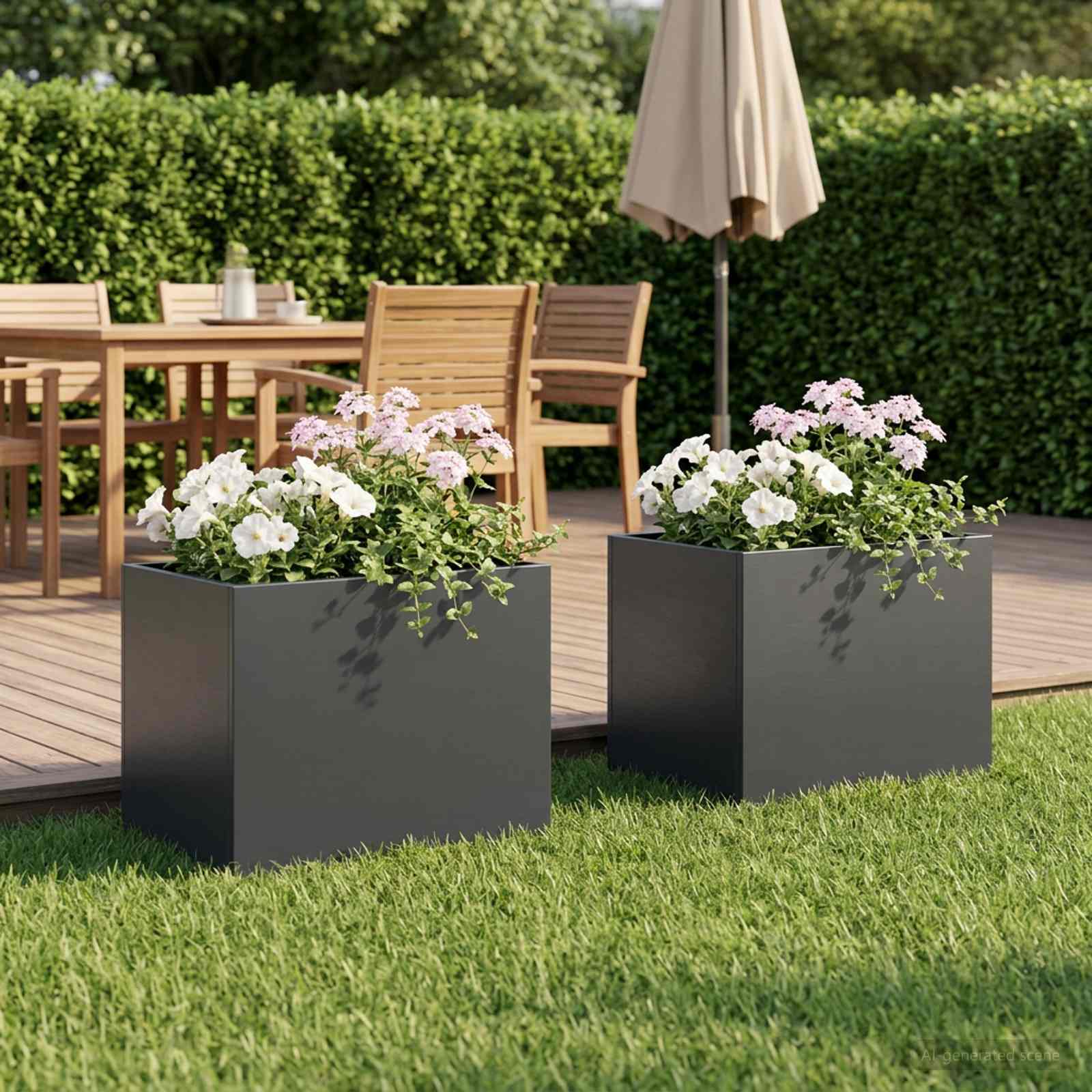 Plantenbak 2 st Antraciet 40 x 30 x 30 cm Koudgewalst staal image 1