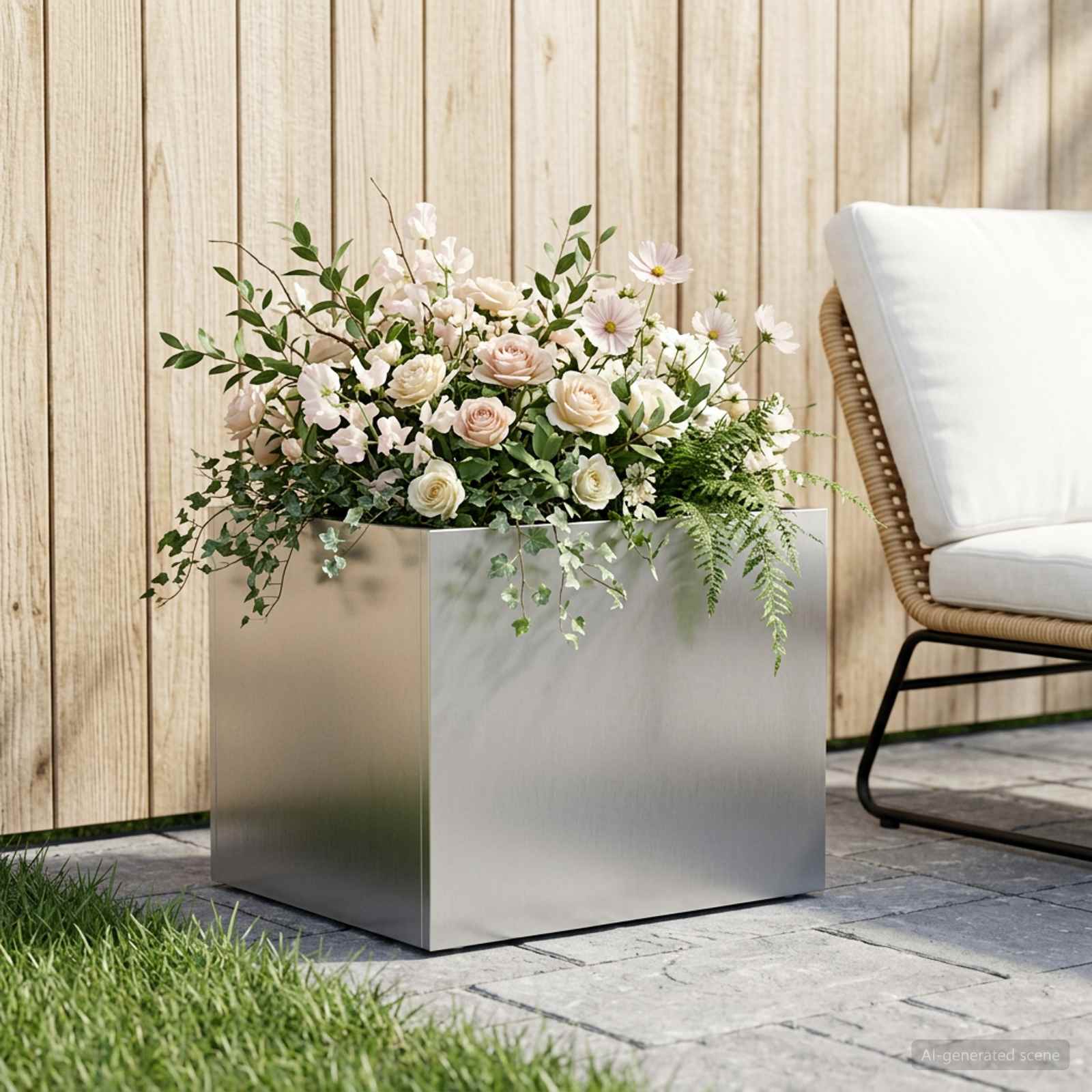 Plantenbak zilver 40 x 30 x 30 cm Roestvrij staal image 1