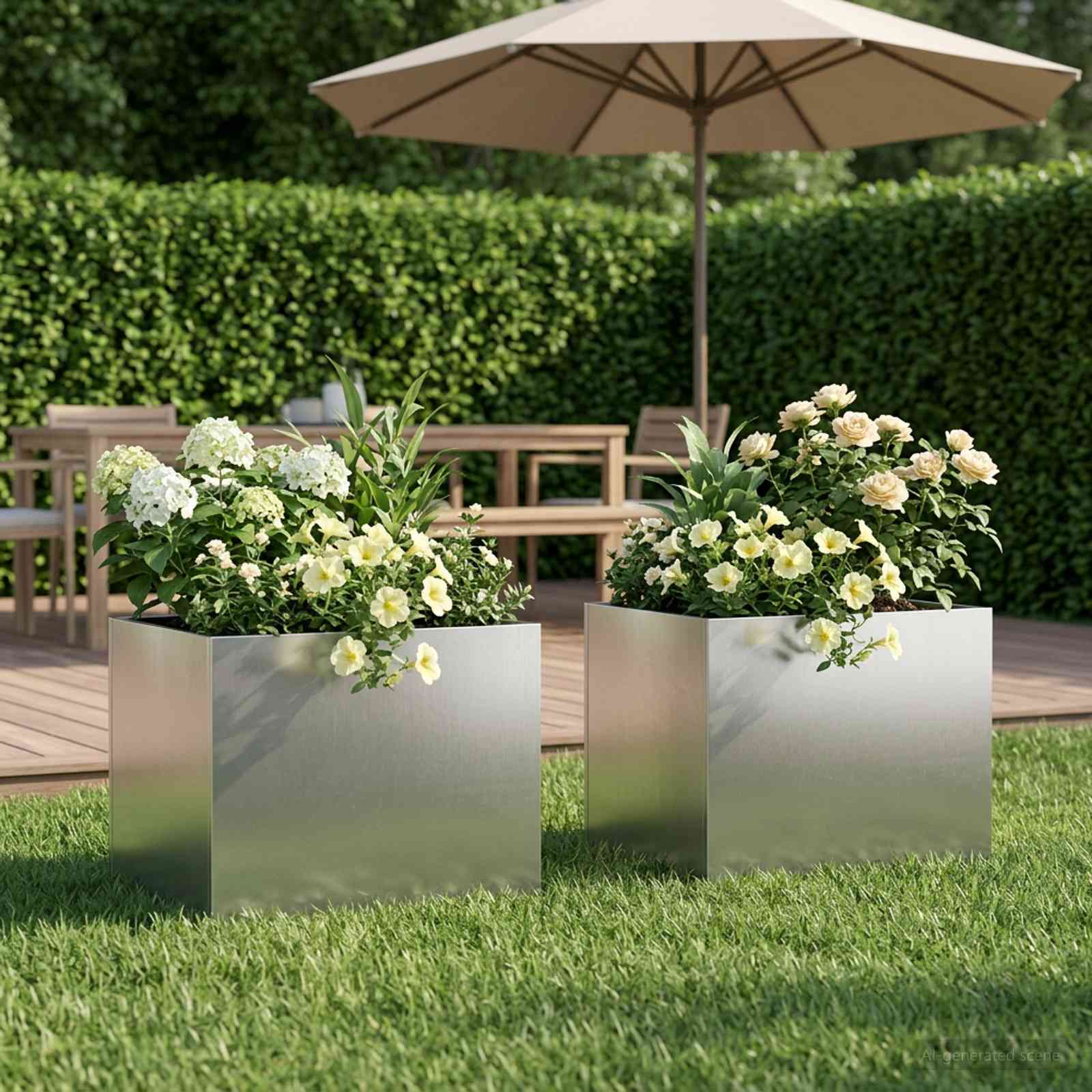 Plantenbak 2 st zilver 40 x 30 x 30 cm Roestvrij staal image 1
