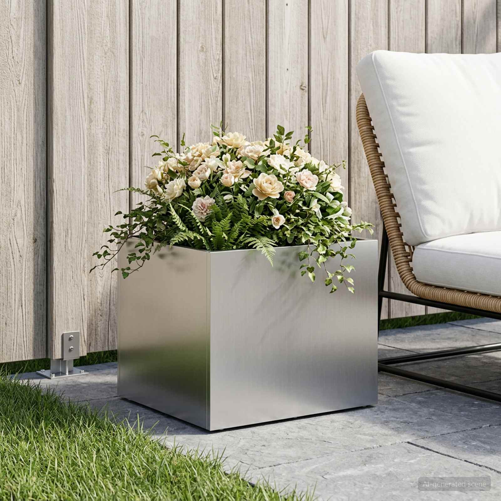 Plantenbak zilver 40 x 30 x 30 cm Gegalvaniseerd staal image 1