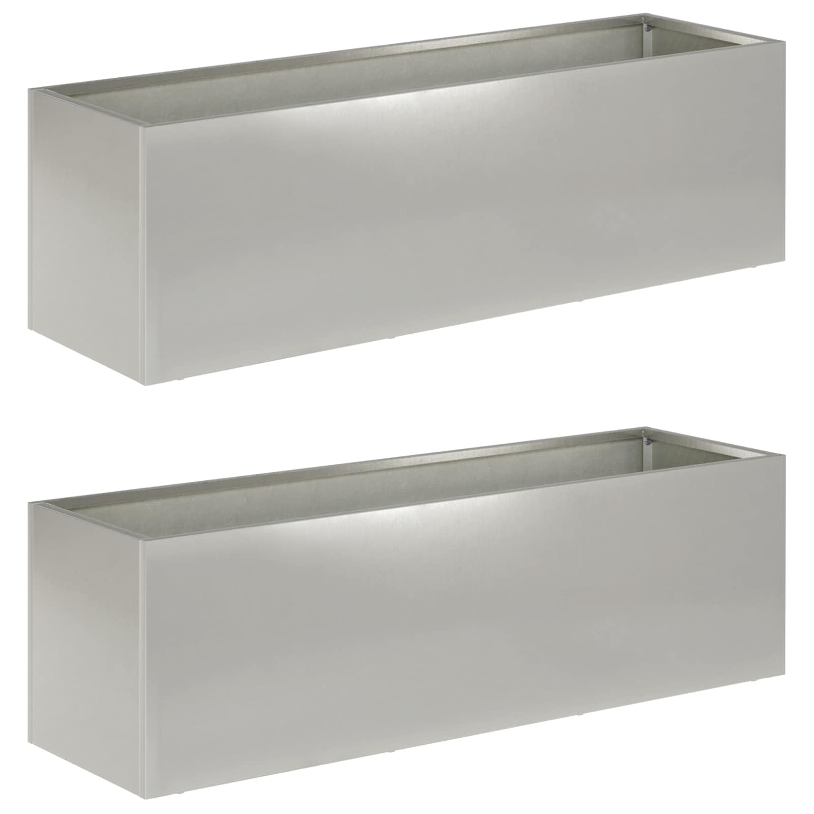 Plantenbak 2 st zilver 80 x 30 x 30 cm Roestvrij staal image 2