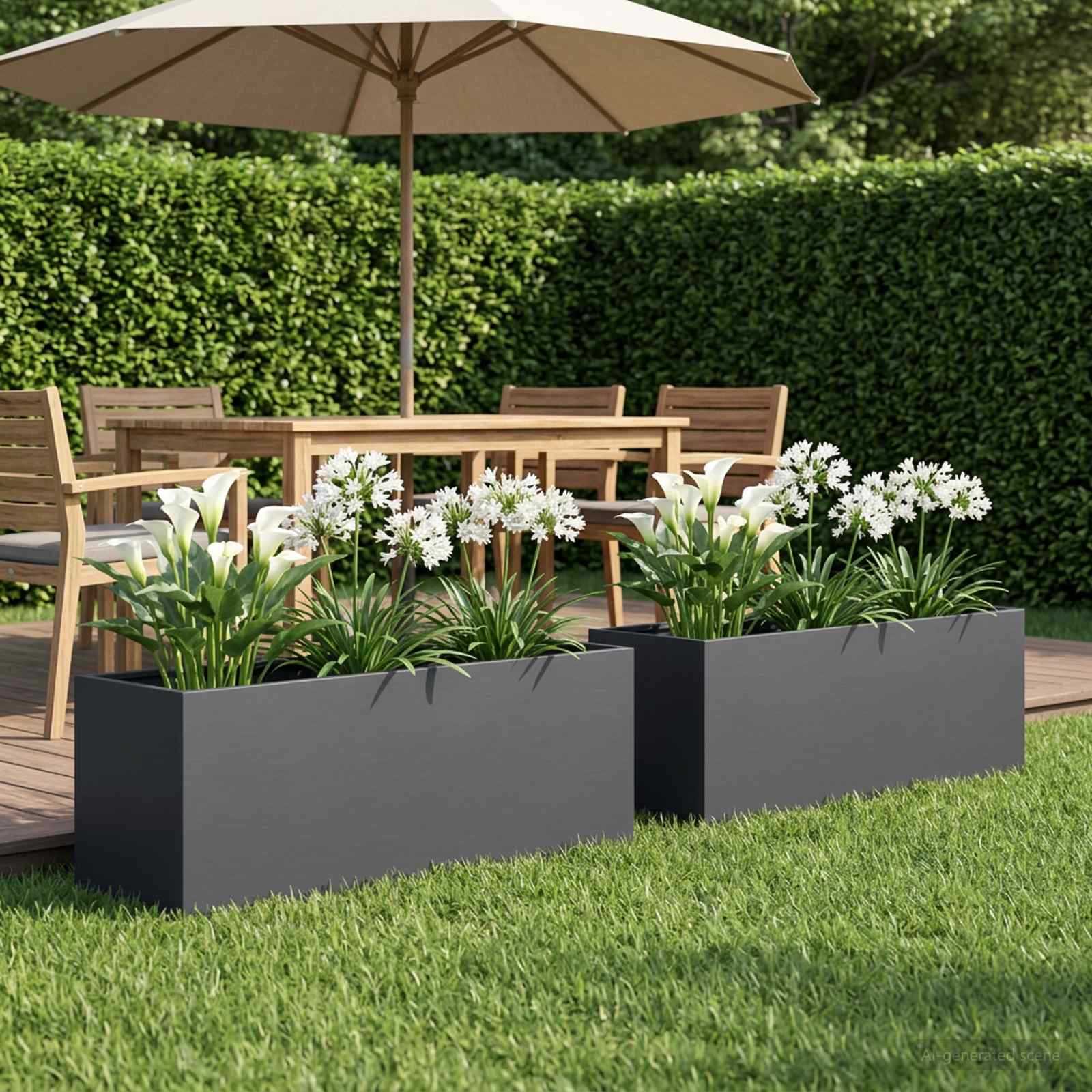 Plantenbak 2 st Antraciet 100 x 30 x 30 cm Koudgewalst staal image 1
