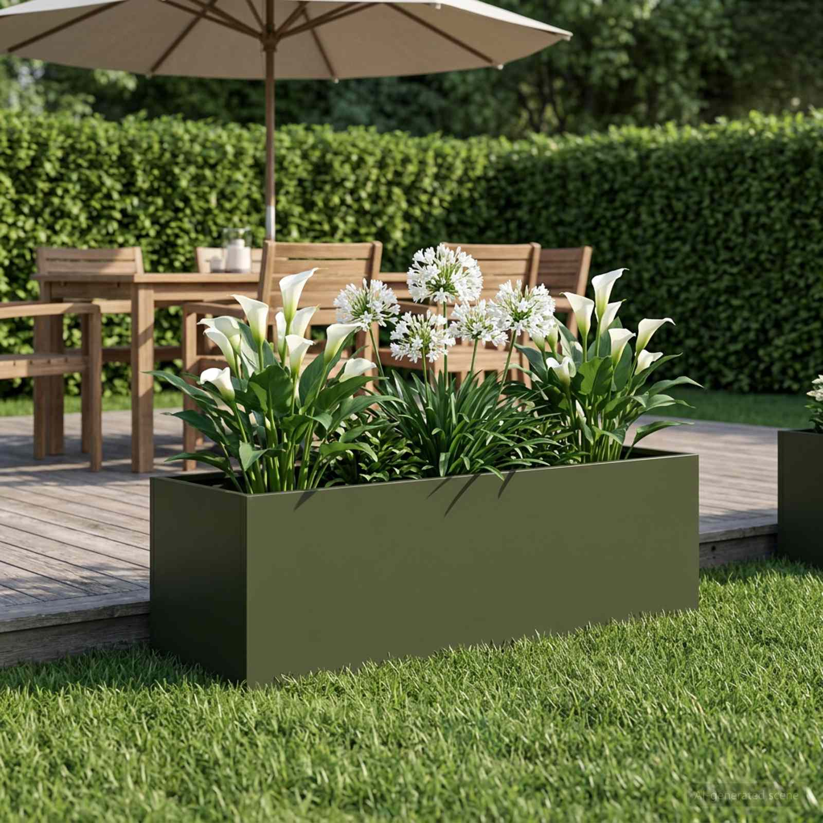 Plantenbak Olijfgroen 100 x 30 x 30 cm Koudgewalst staal image 1