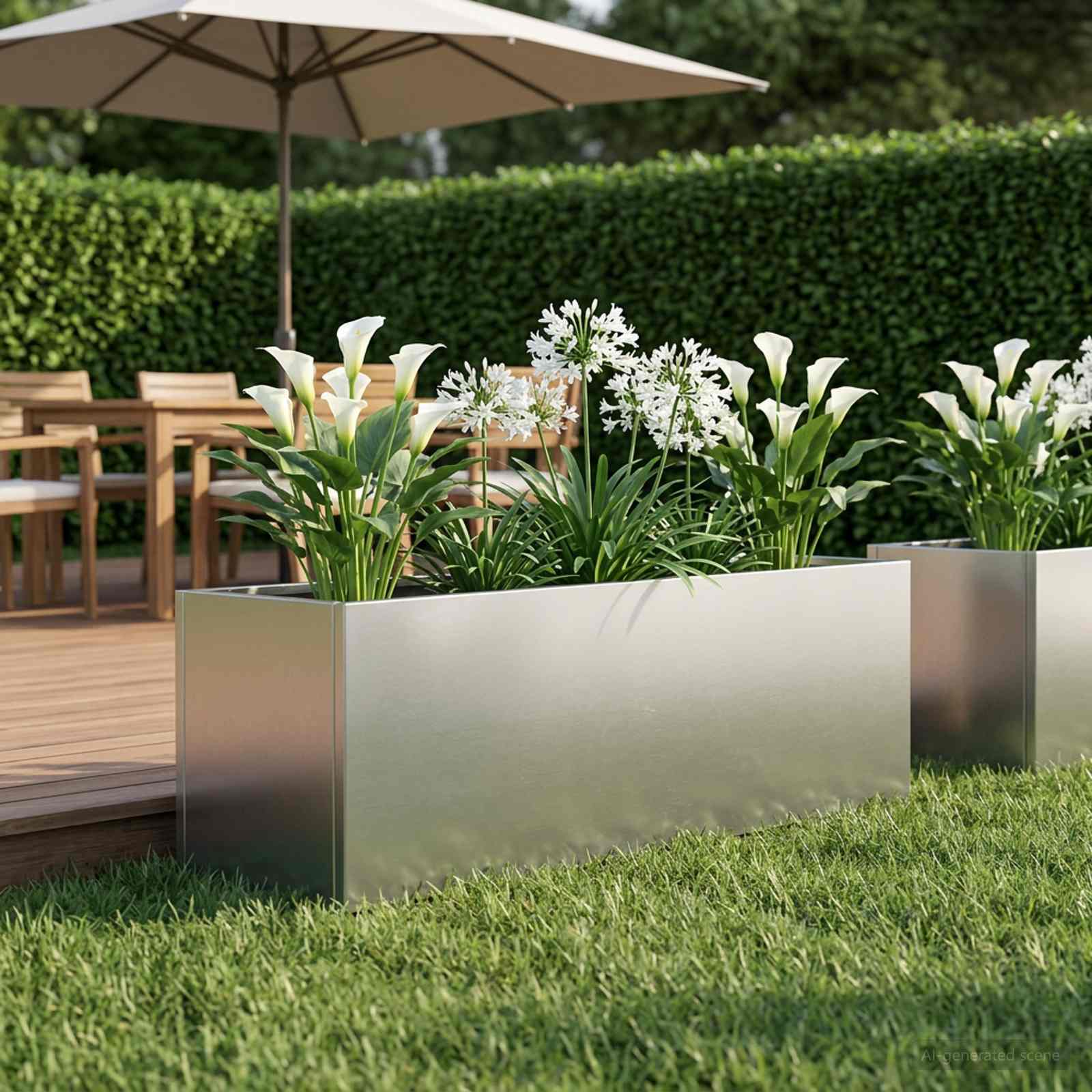 Plantenbak zilver 100 x 30 x 30 cm Roestvrij staal image 1