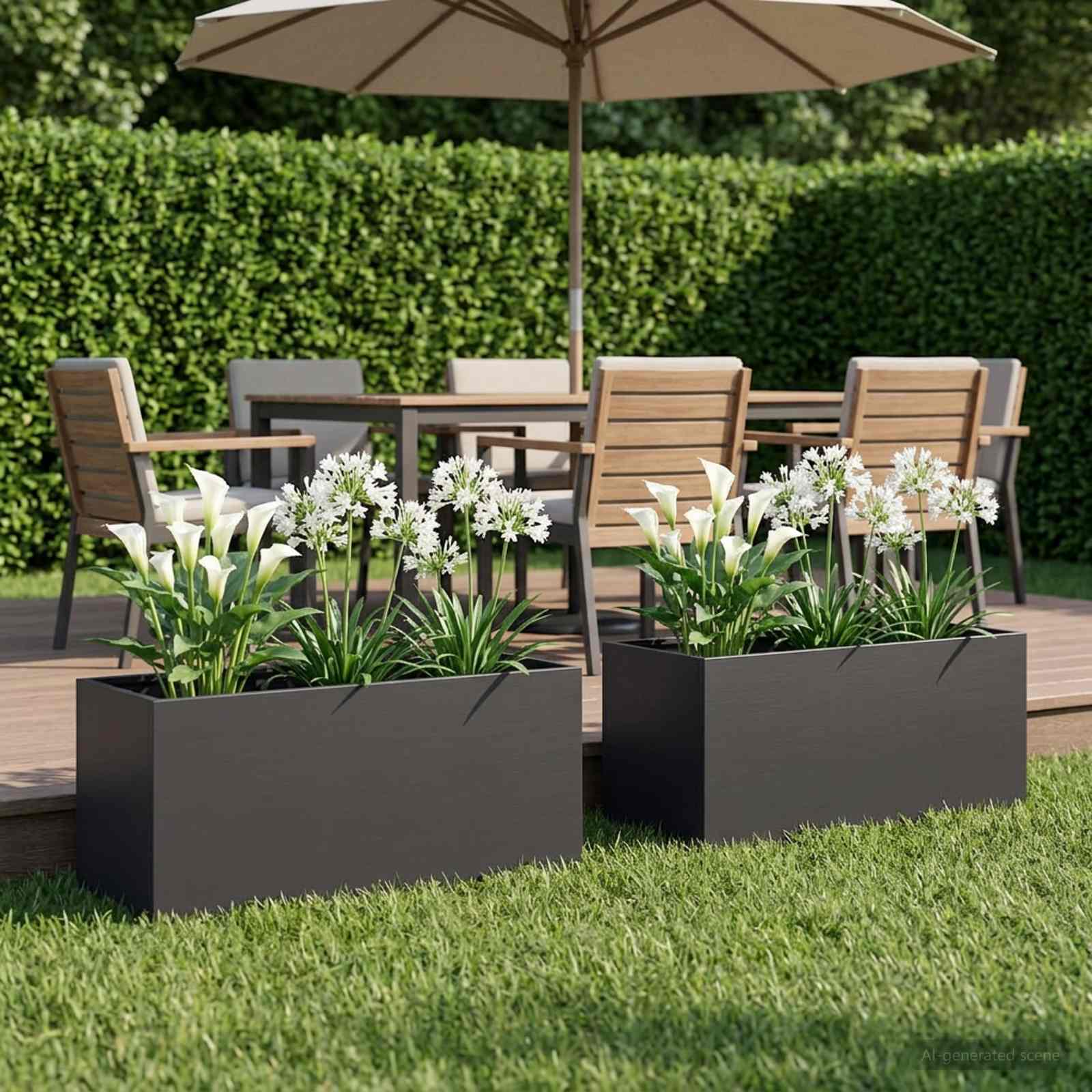 Plantenbak 2 st Zwart 80 x 40 x 40 cm Koudgewalst staal image 1