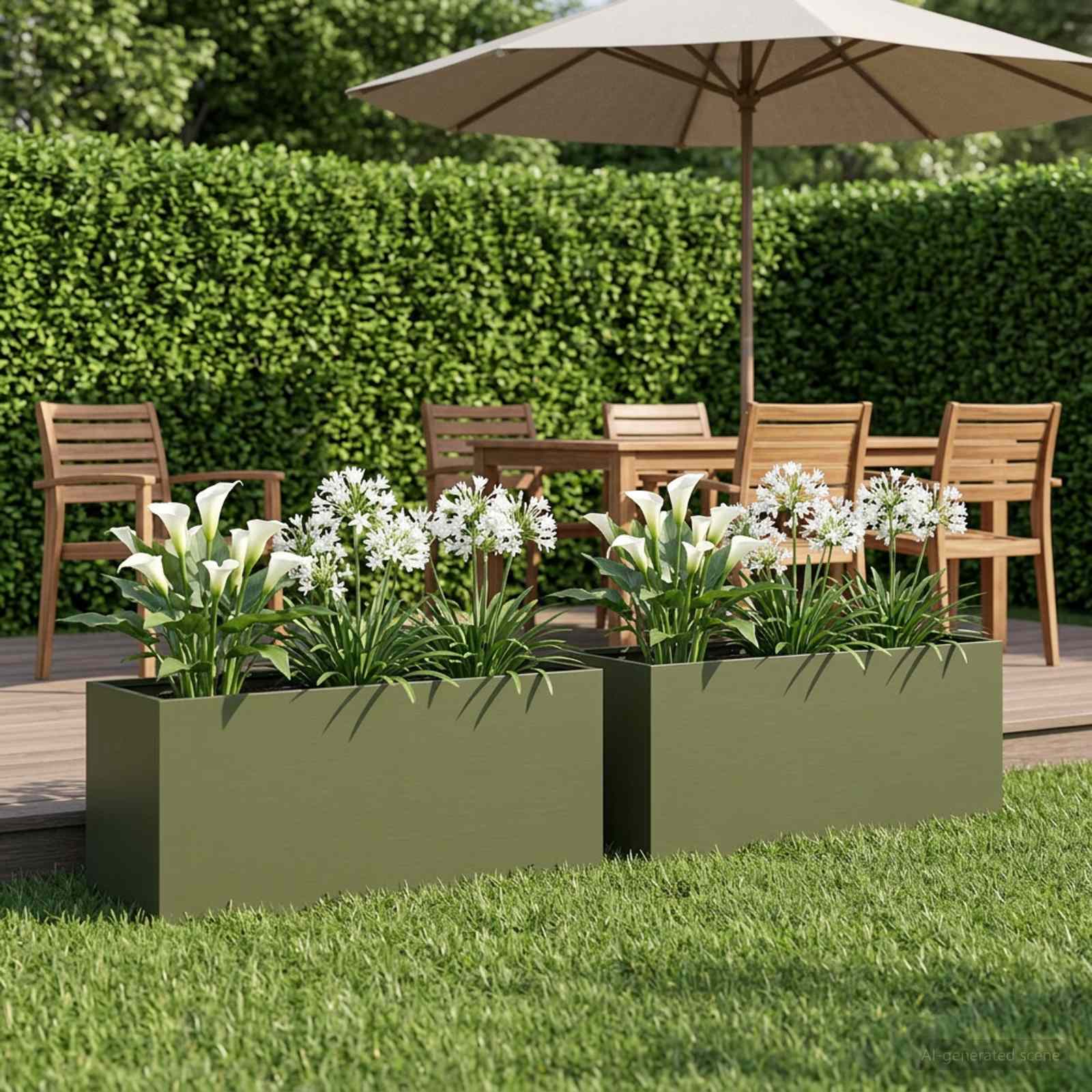 Plantenbak 2 st Olijfgroen 80 x 40 x 40 cm Koudgewalst staal image 1
