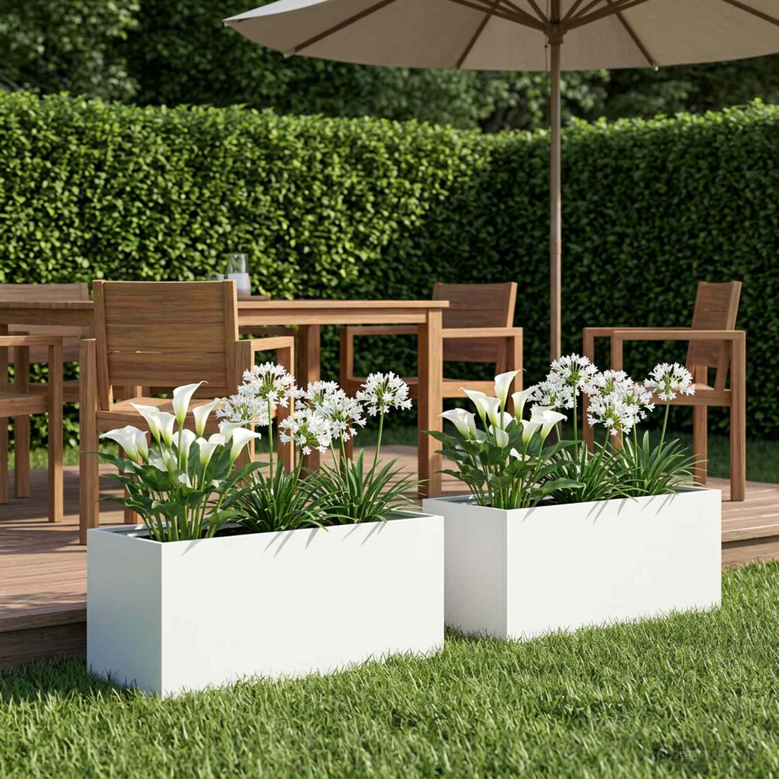 Plantenbak 2 st Wit 100 x 40 x 40 cm Koudgewalst staal image 1
