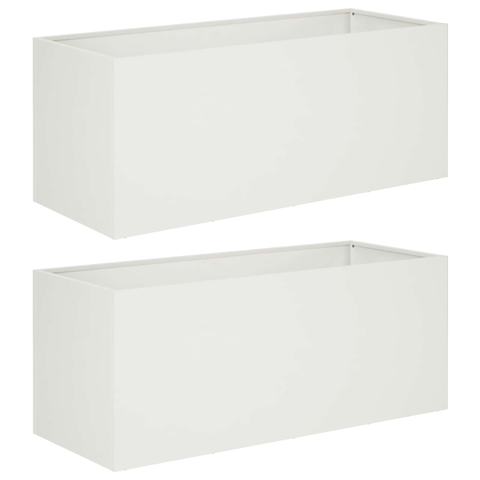 Plantenbak 2 st Wit 100 x 40 x 40 cm Koudgewalst staal image 2