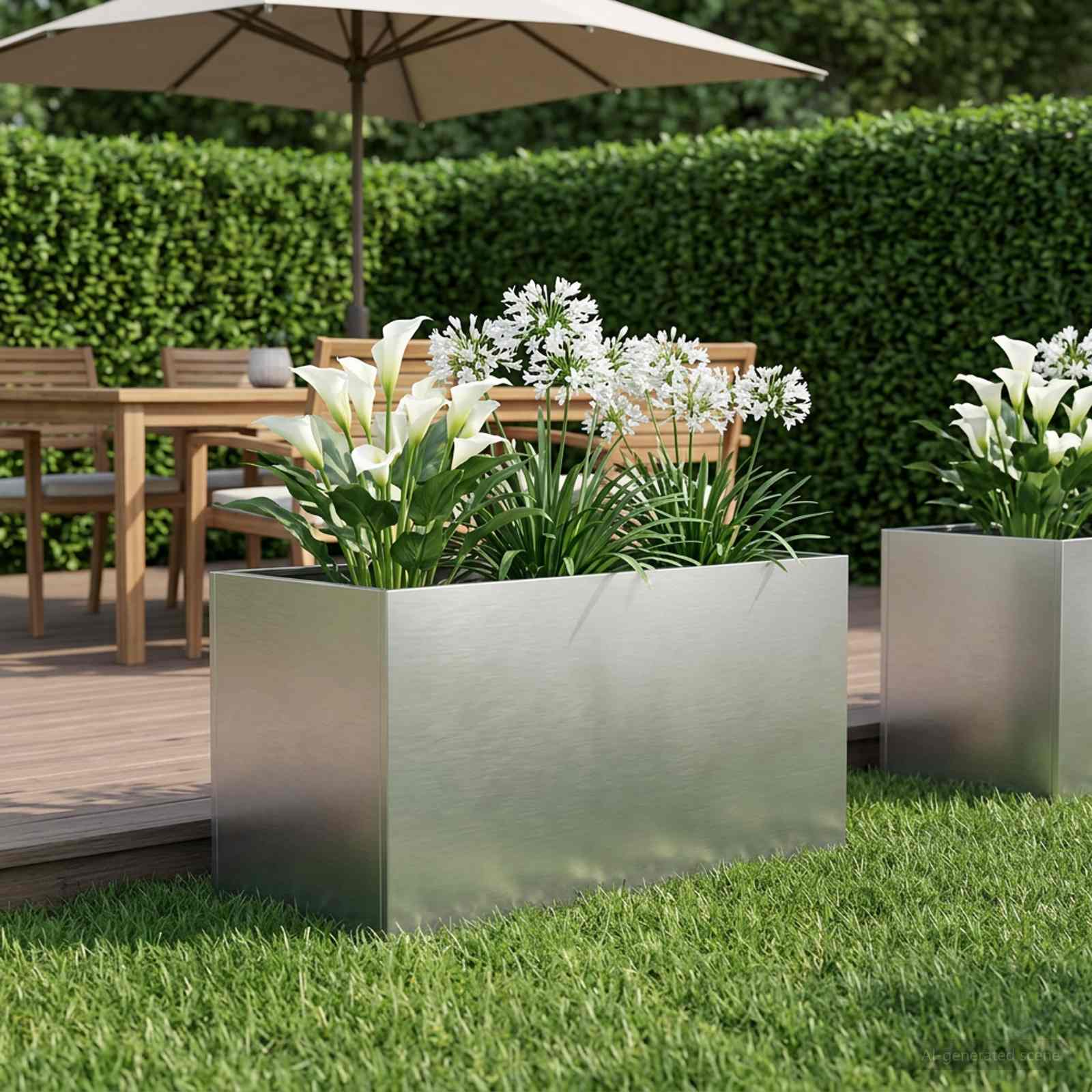 Tuin Bloempot zilver 80 x 50 x 50 cm Roestvrij staal image 1