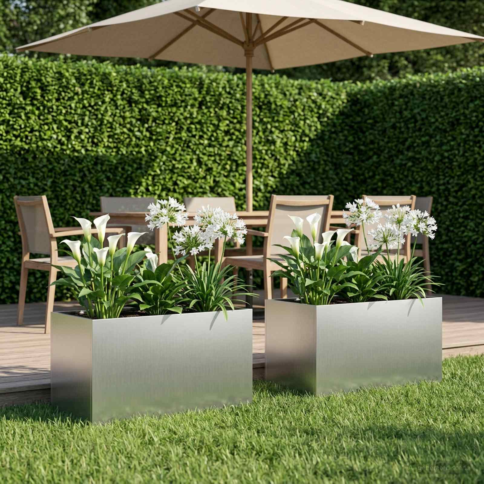 Tuin Bloempot 2 st zilver 80 x 50 x 50 cm Gegalvaniseerd staal image 1