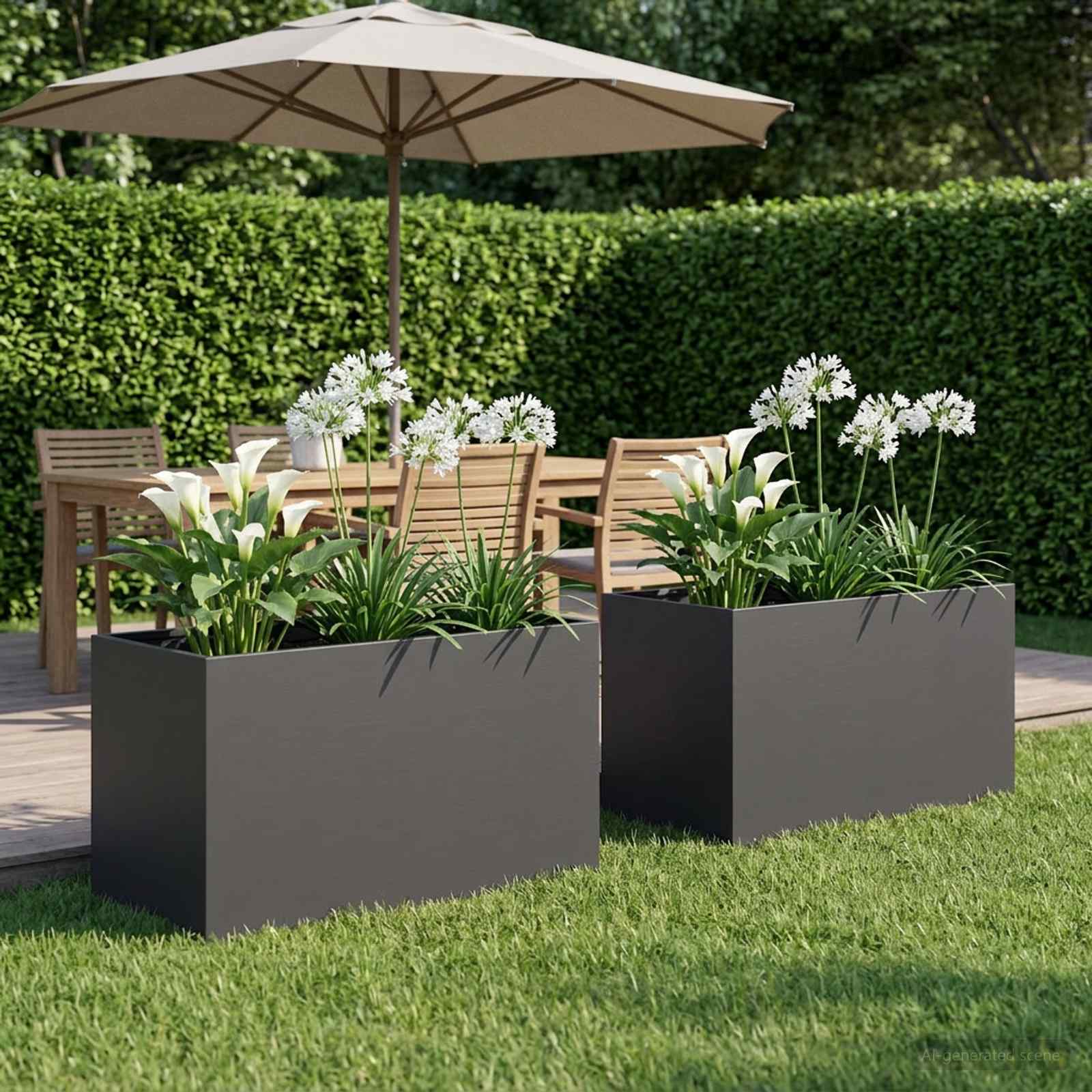 Plantenbak 2 st Zwart 100 x 50 x 50 cm Koudgewalst staal image 1