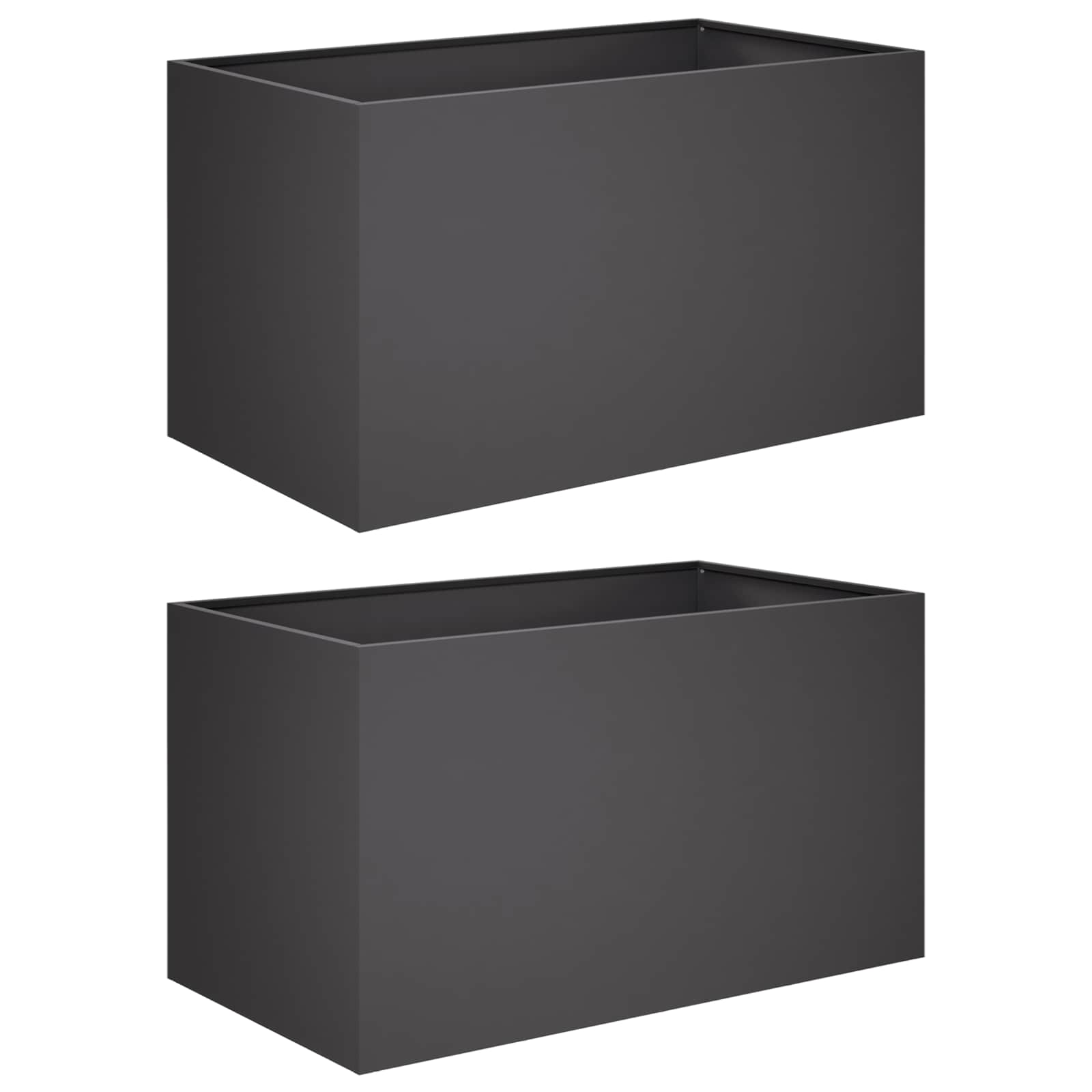 Plantenbak 2 st Zwart 100 x 50 x 50 cm Koudgewalst staal image 2