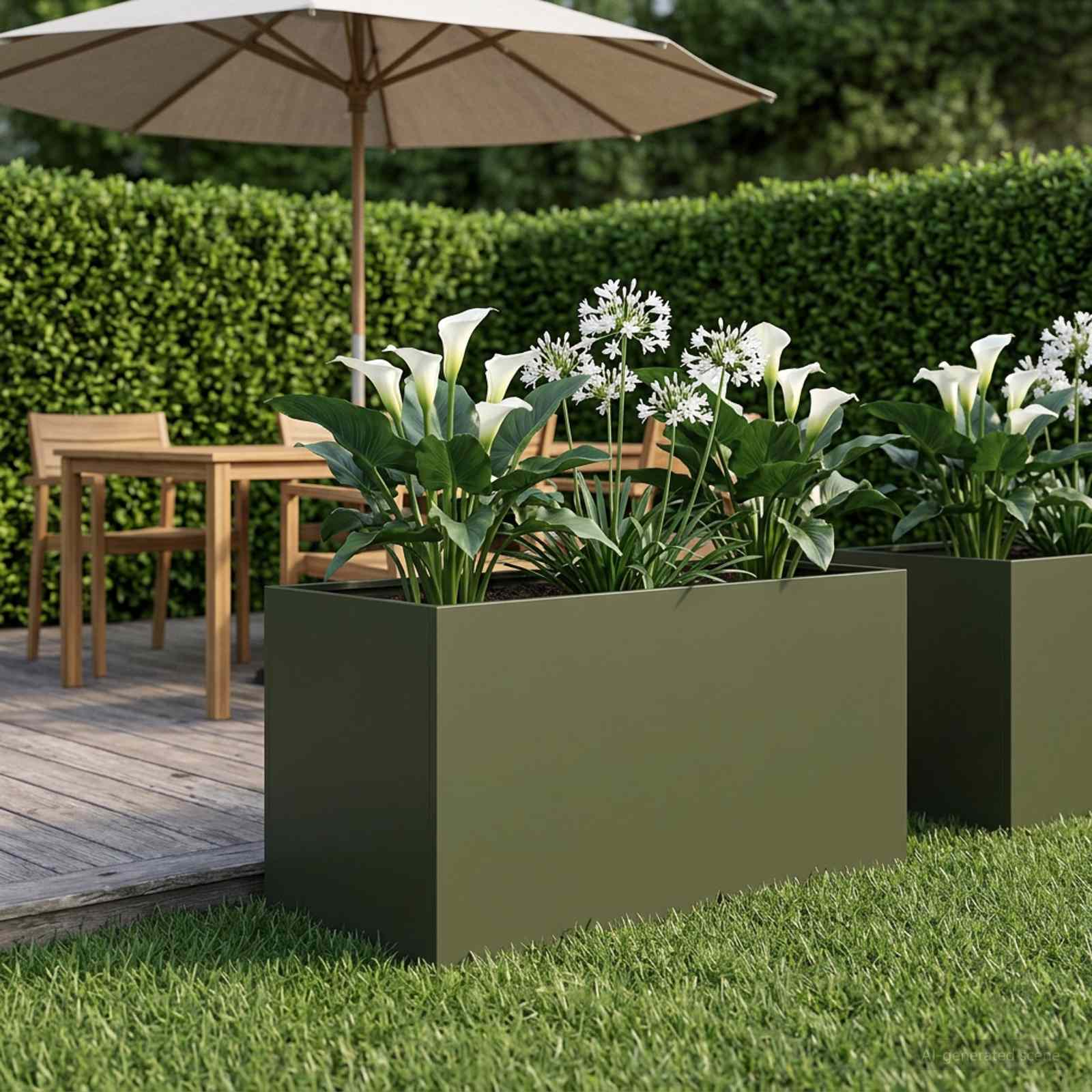 Plantenbak Olijfgroen 100 x 50 x 50 cm Koudgewalst staal image 1