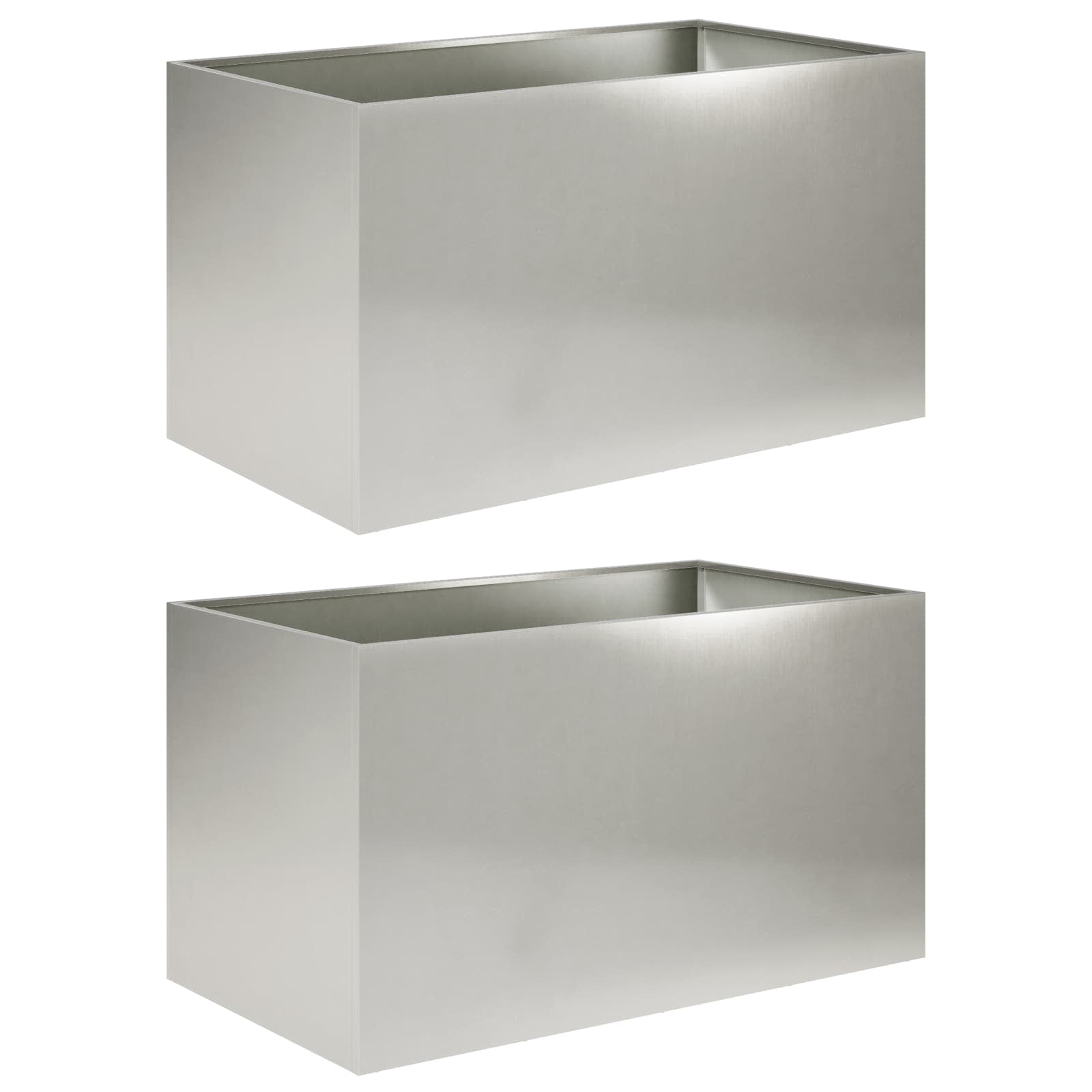 Tuin Bloempot 2 st zilver 100 x 50 x 50 cm Roestvrij staal image 2