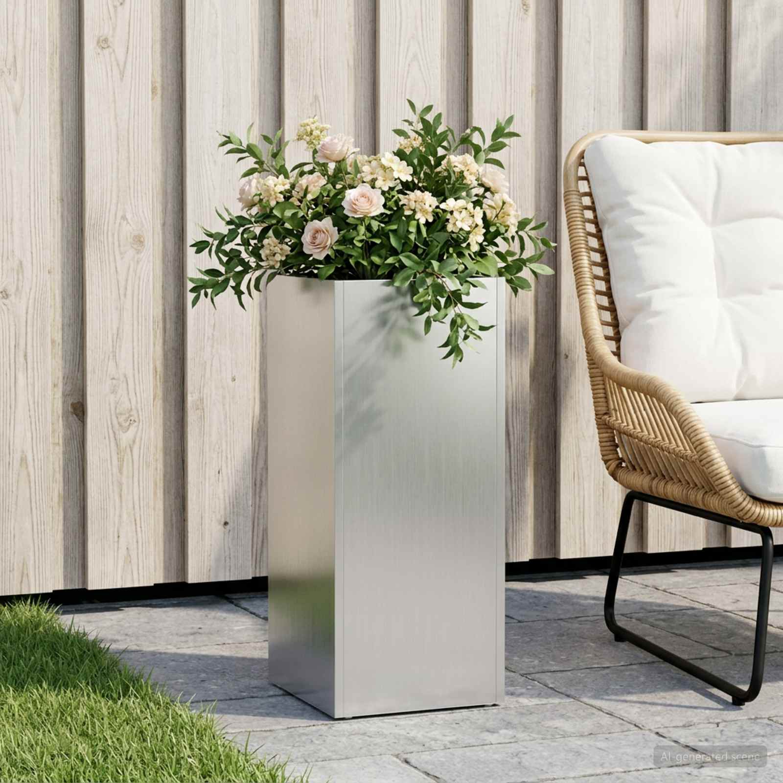 Tuin Bloempot zilver 20 x 20 x 40 cm Gegalvaniseerd staal image 1