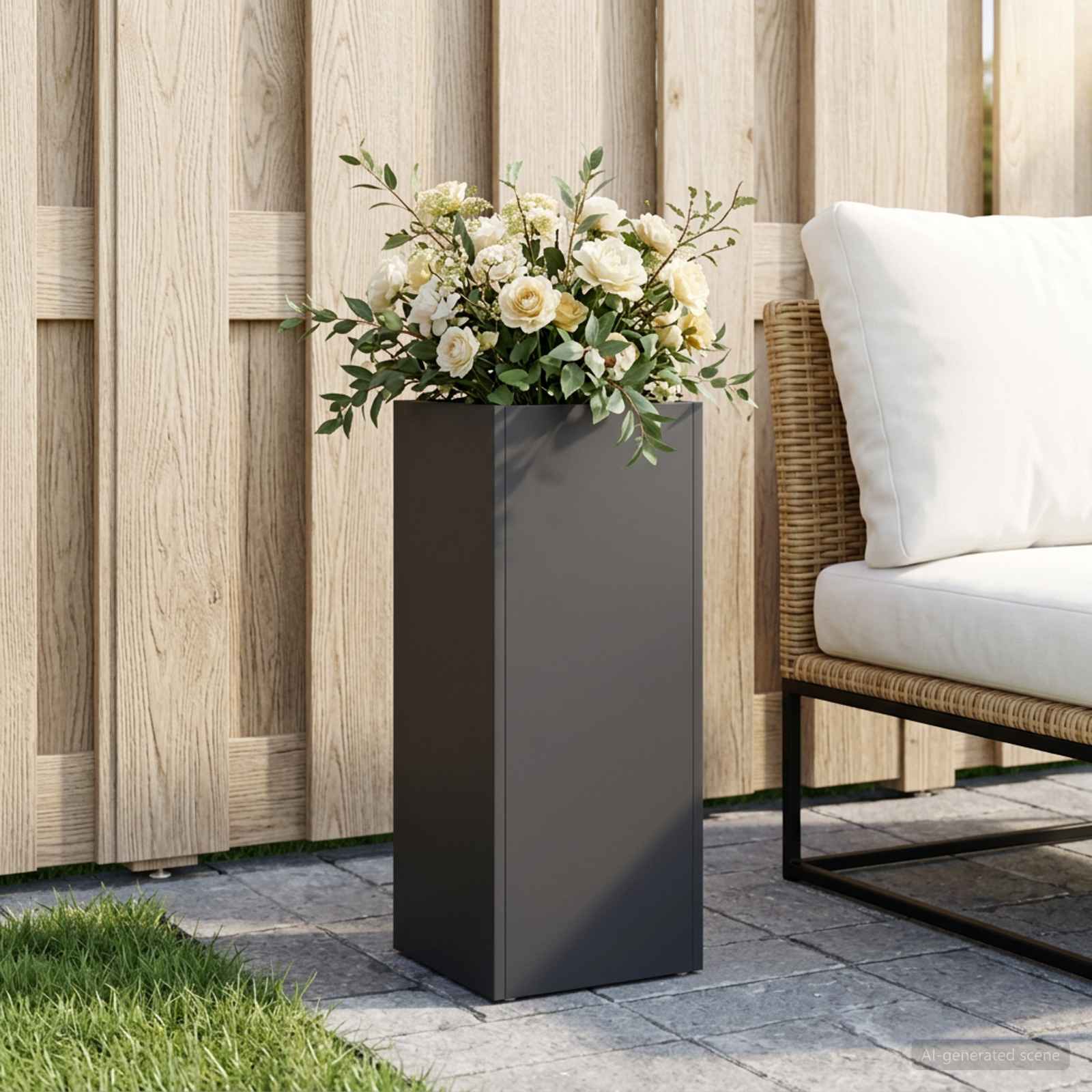 Plantenbak Zwart 20 x 20 x 50 cm Koudgewalst staal image 1