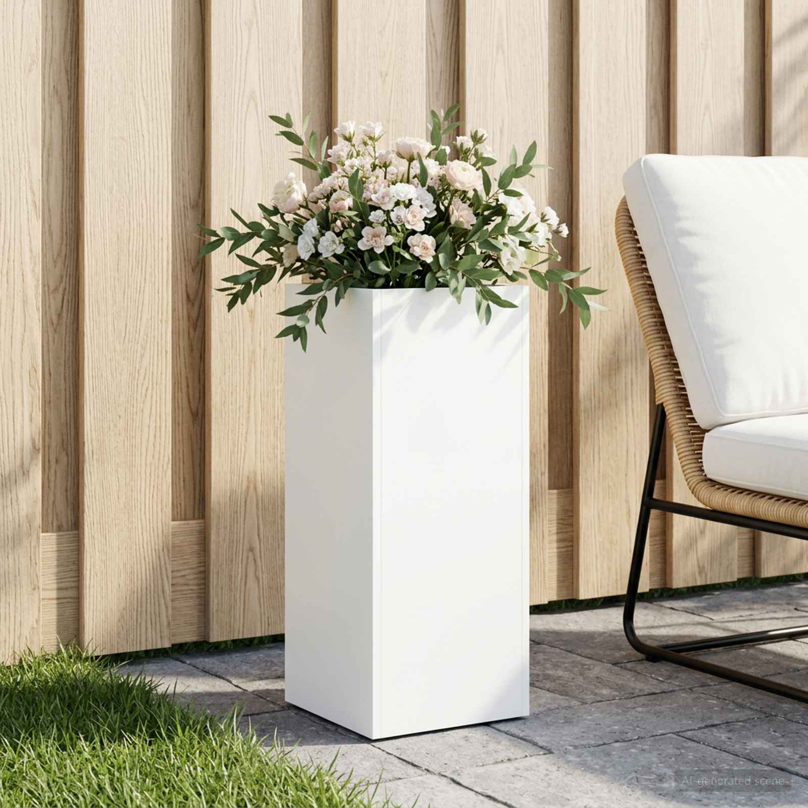 Plantenbak Wit 20 x 20 x 50 cm Koudgewalst staal image 1