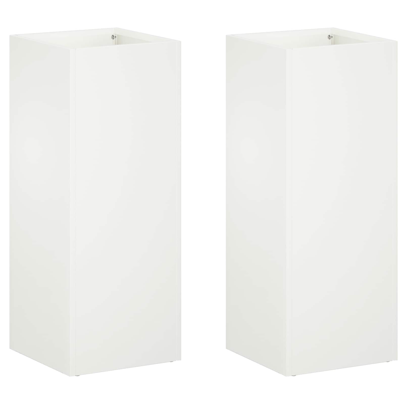 Plantenbak 2 st Wit 20 x 20 x 50 cm Koudgewalst staal image 2