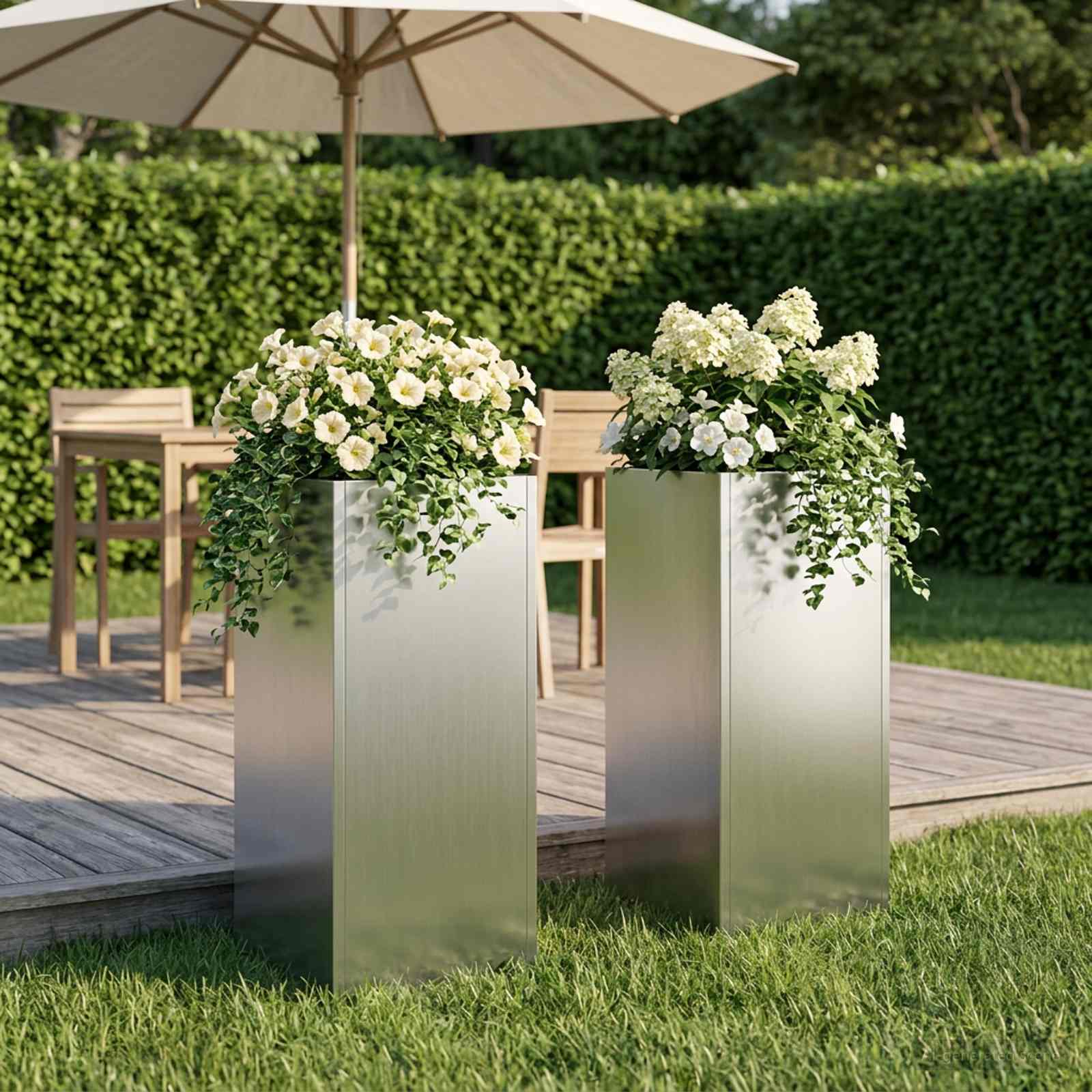 Tuin Bloempot 2 st zilver 20 x 20 x 50 cm Gegalvaniseerd staal image 1
