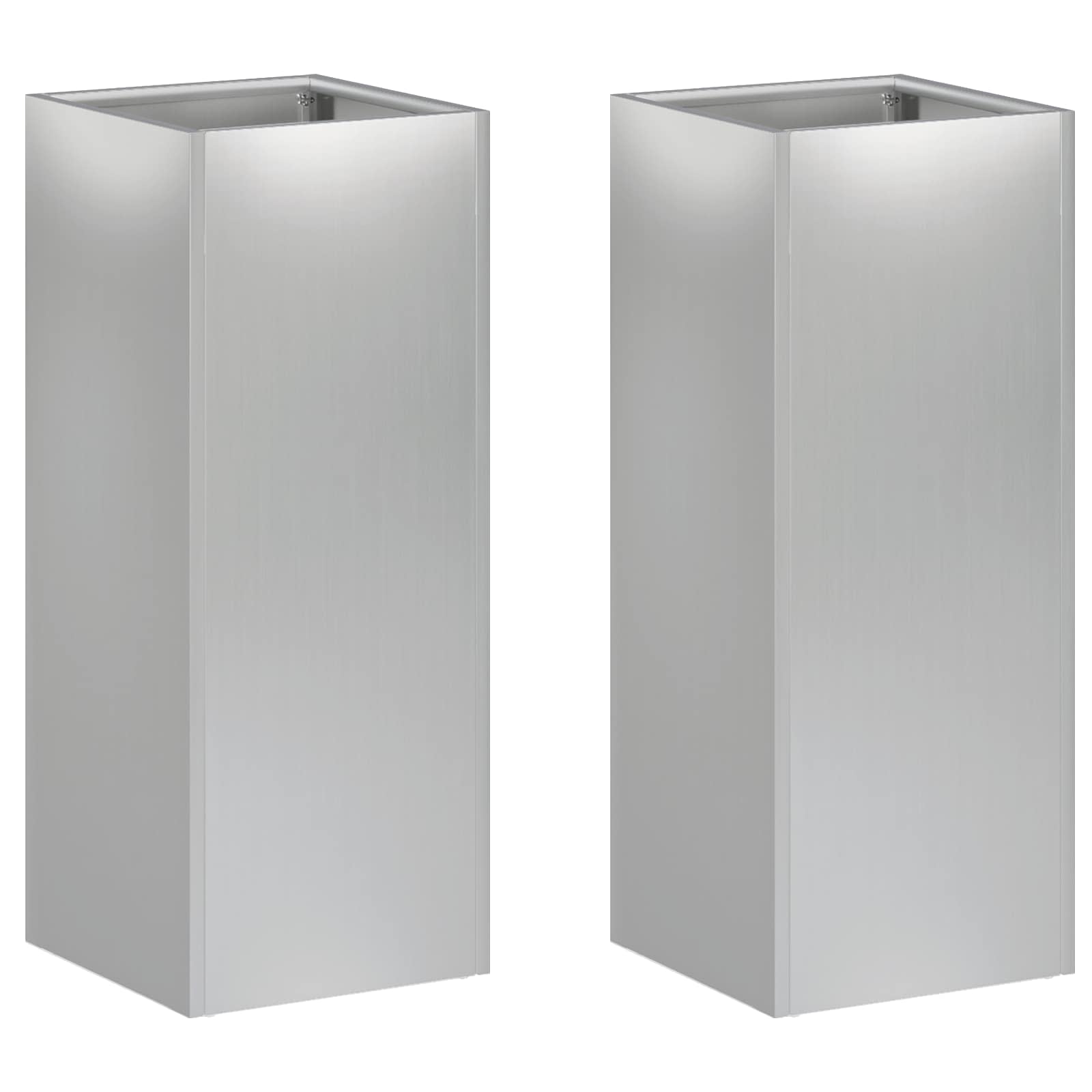 Tuin Bloempot 2 st zilver 20 x 20 x 50 cm Gegalvaniseerd staal image 2