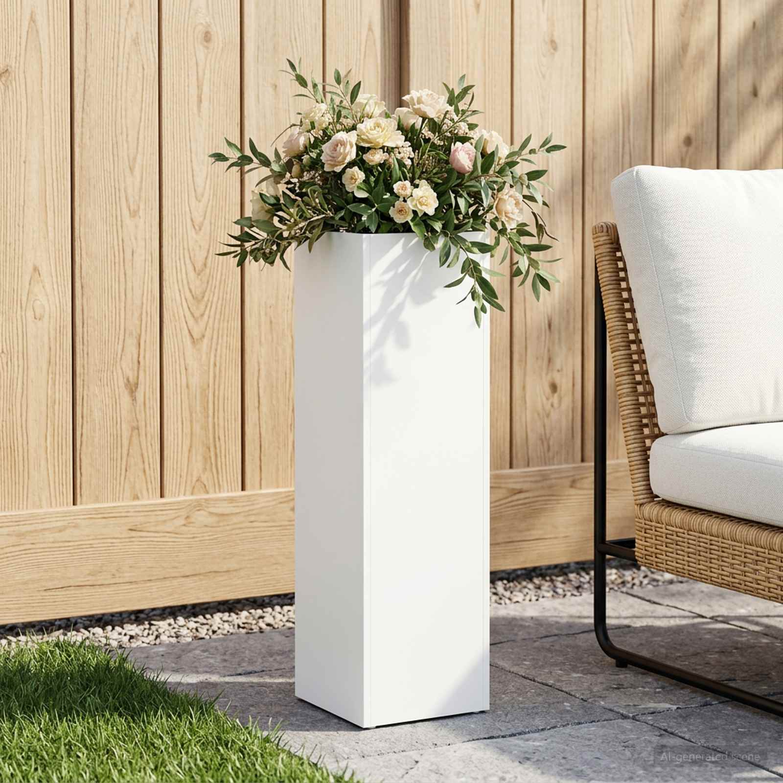 Plantenbak Wit 20 x 20 x 75 cm Koudgewalst staal image 1