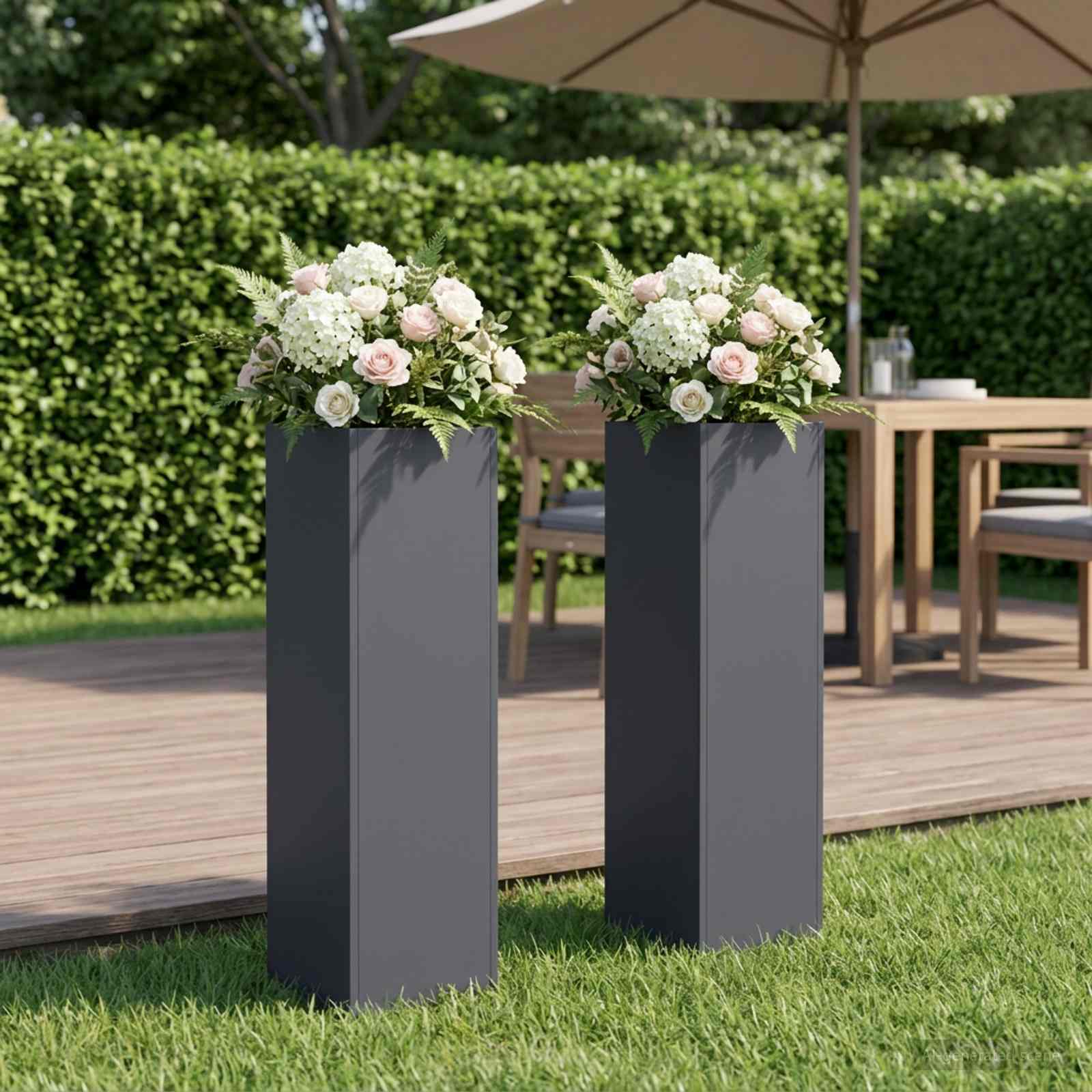 Plantenbak 2 st Antraciet 20 x 20 x 75 cm Koudgewalst staal image 1