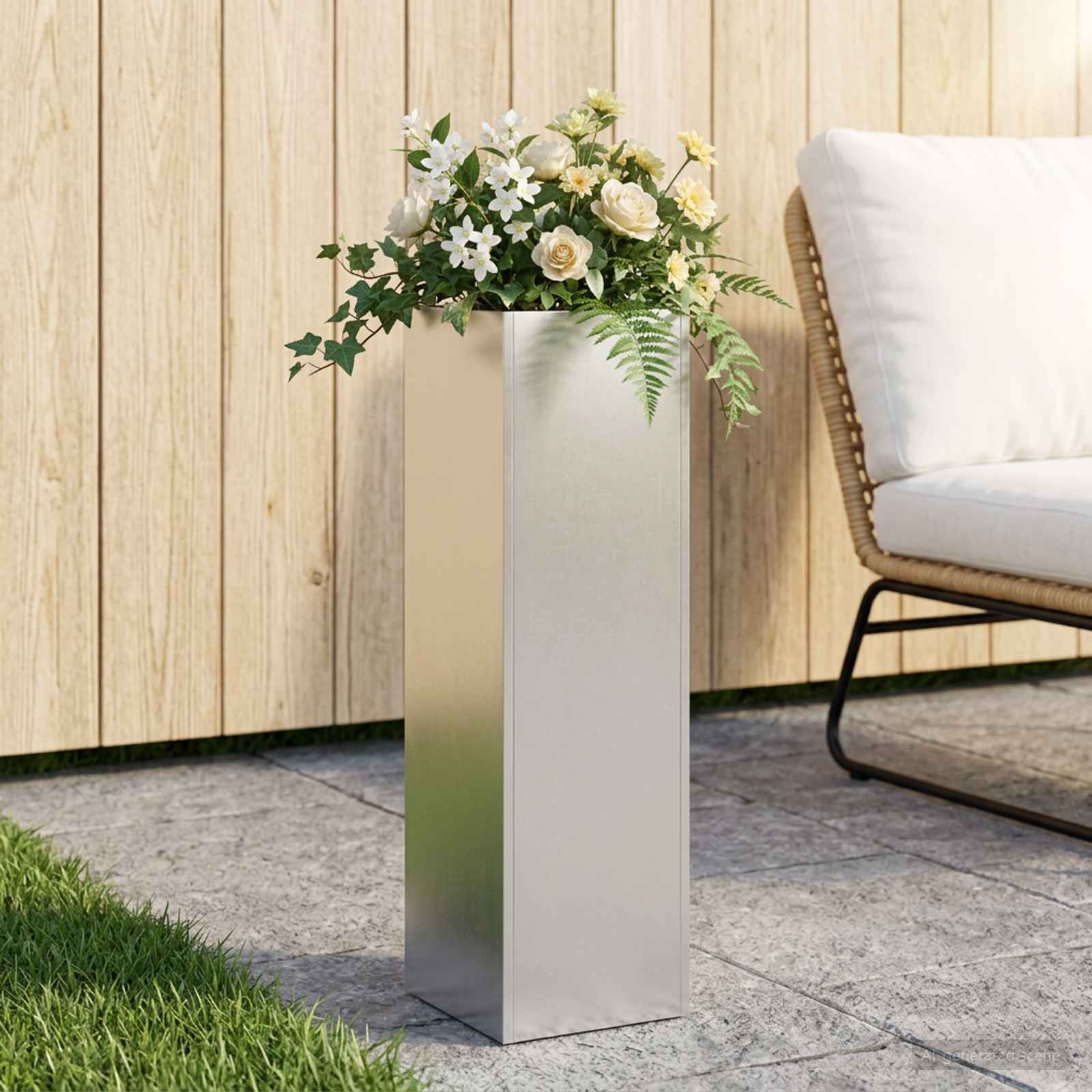 Plantenbak zilver 20 x 20 x 75 cm Roestvrij staal image 1