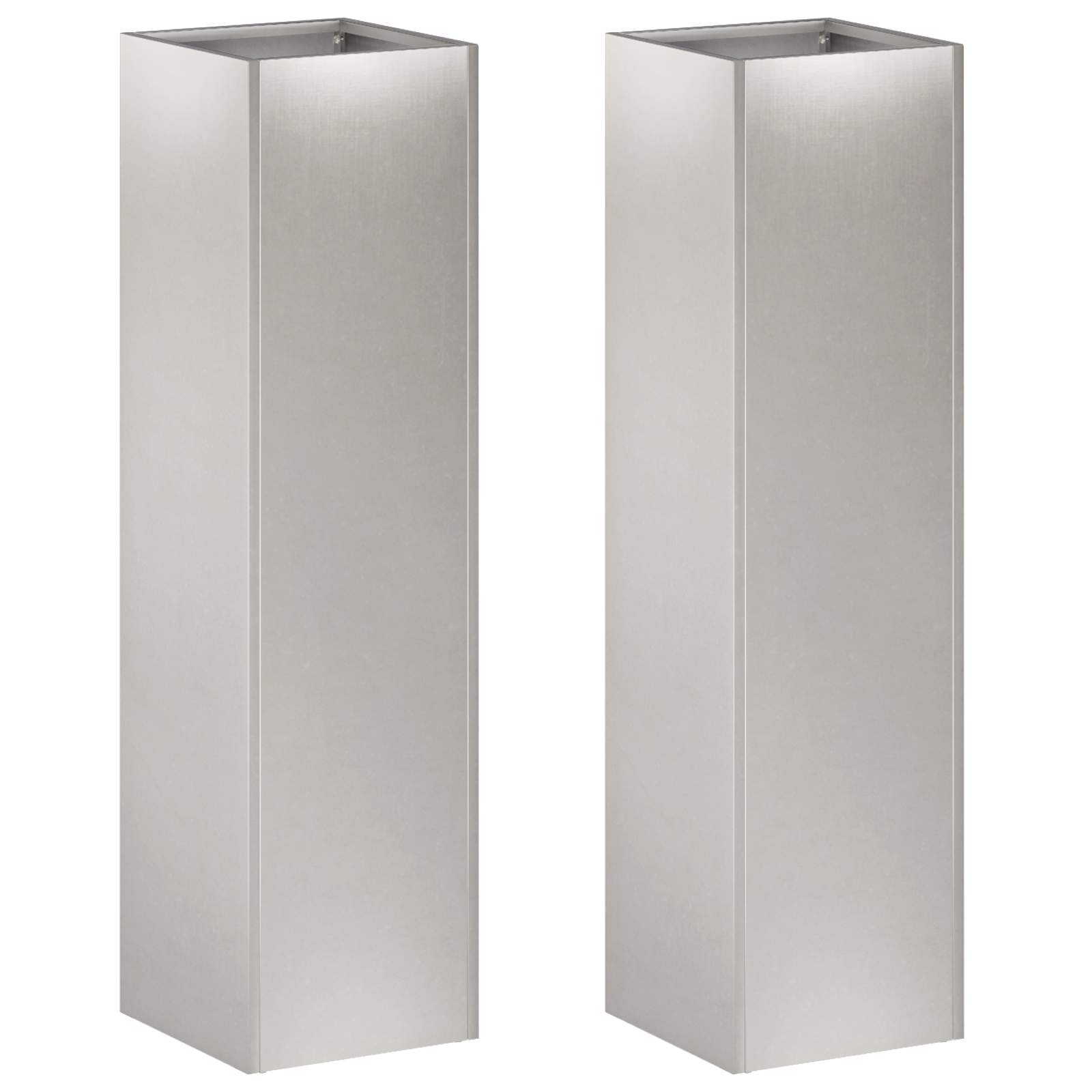Plantenbak 2 st zilver 20 x 20 x 75 cm Roestvrij staal image 2