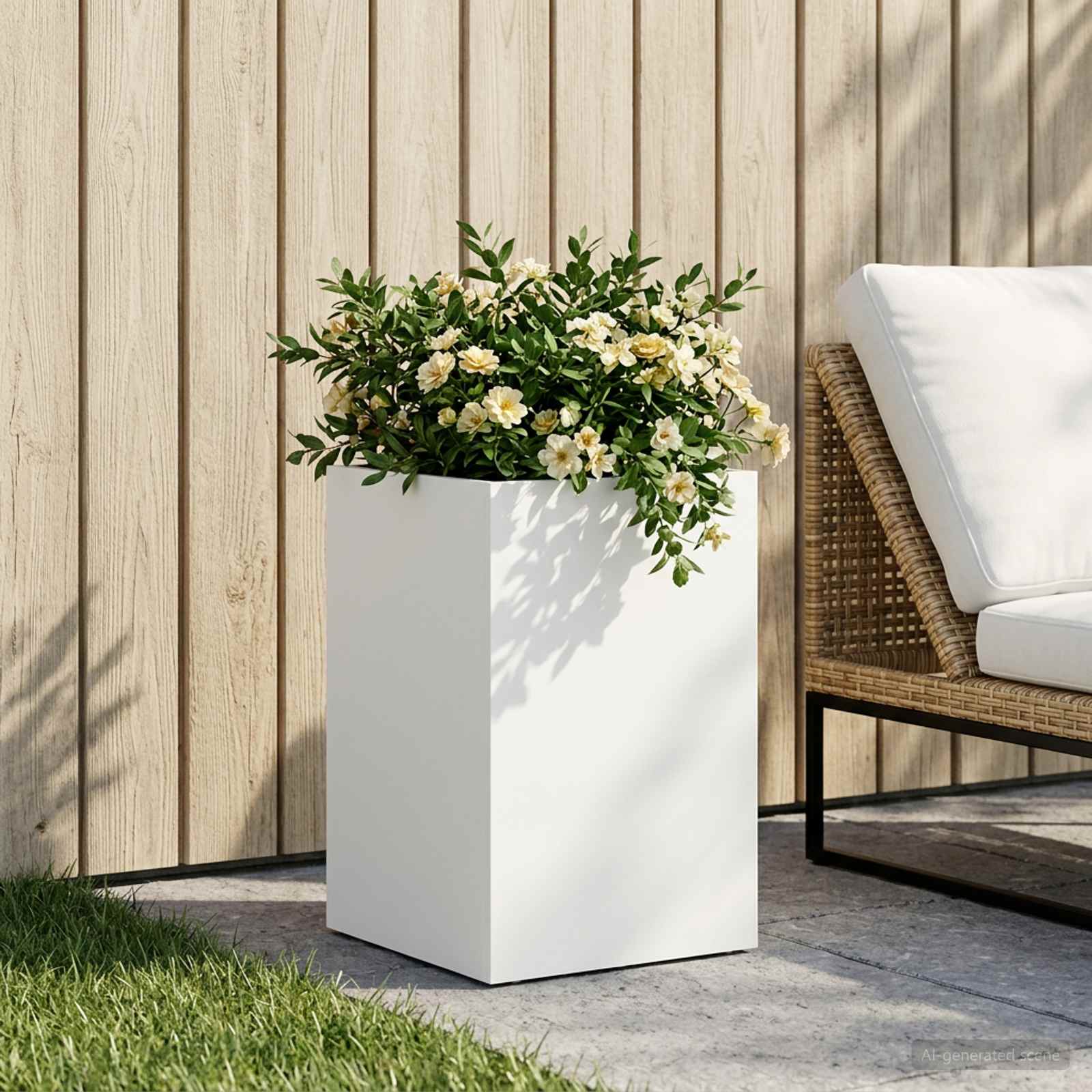 Plantenbak Wit 30 x 30 x 50 cm Koudgewalst staal image 1