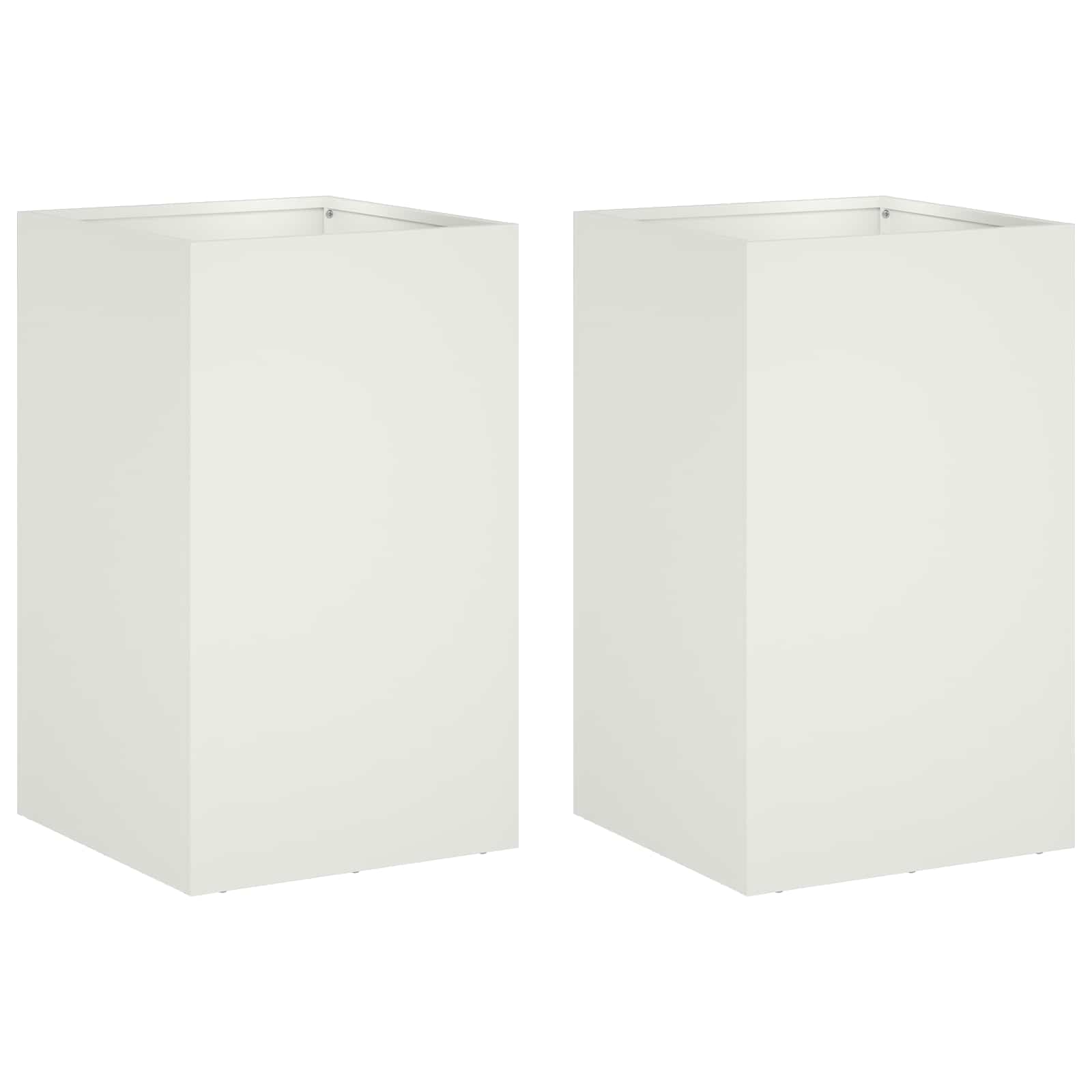 Plantenbak 2 st Wit 30 x 30 x 50 cm Koudgewalst staal image 2
