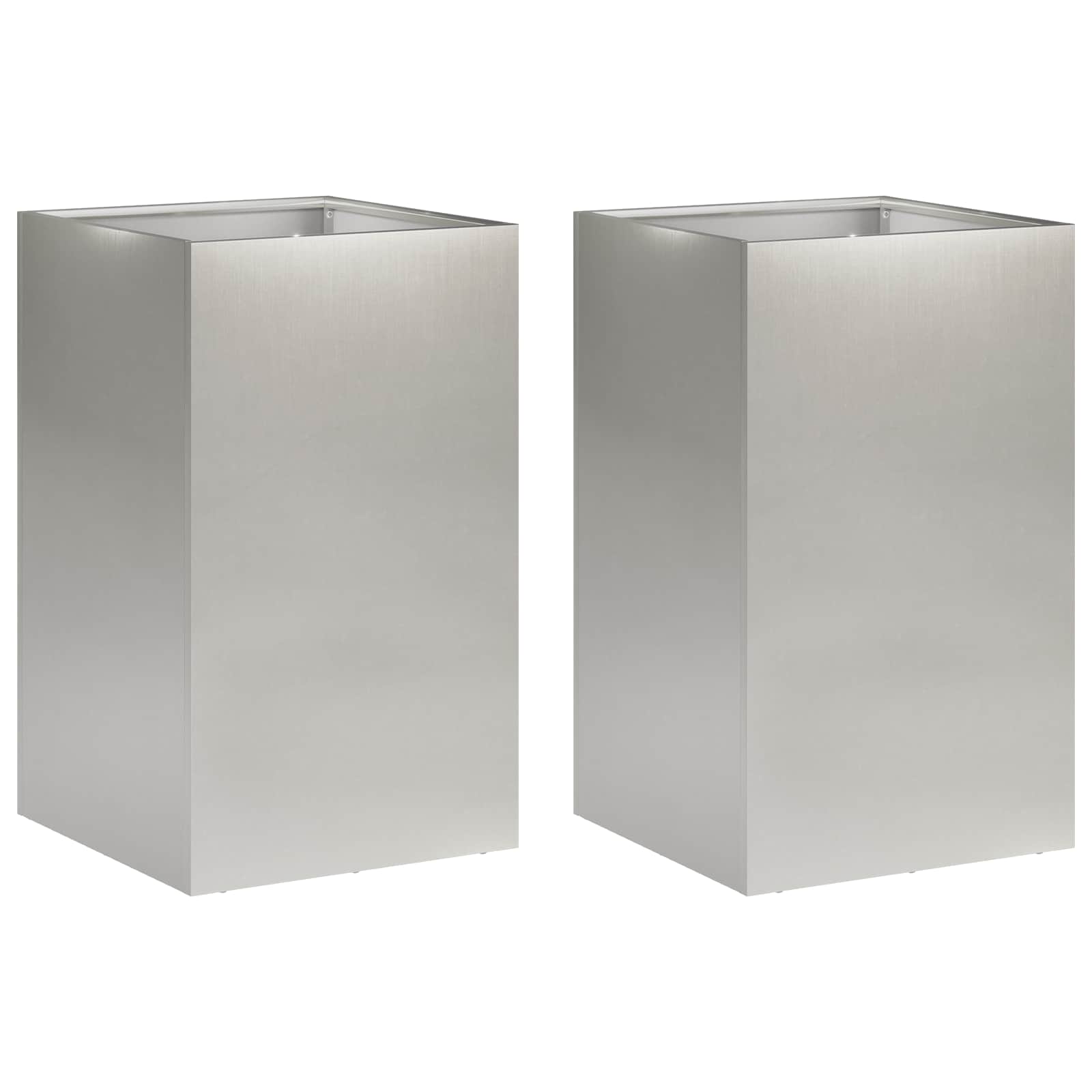 Plantenbak 2 st zilver 30 x 30 x 50 cm Roestvrij staal image 2