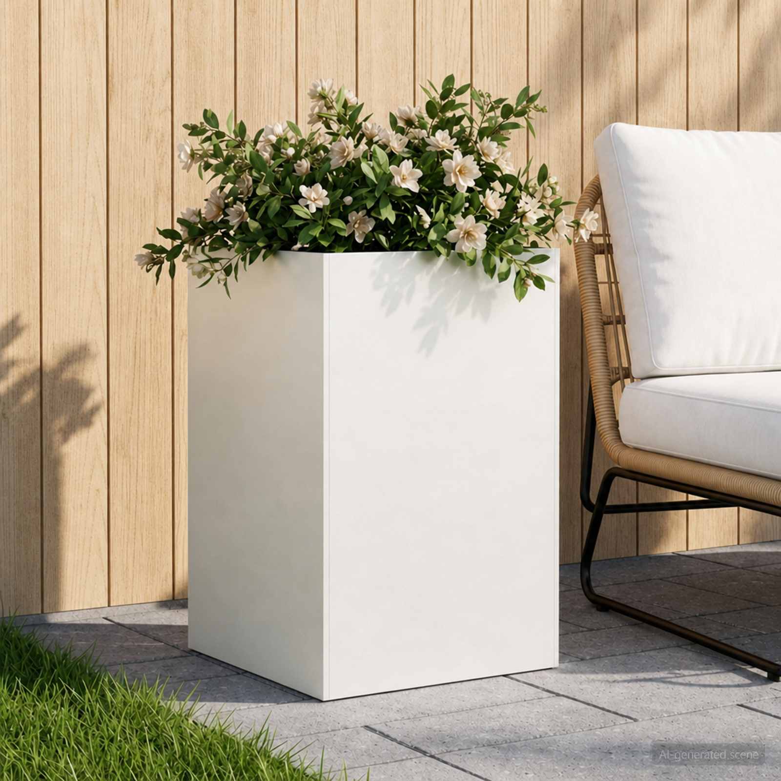 Plantenbak Wit 40 x 40 x 75 cm Koudgewalst staal image 1