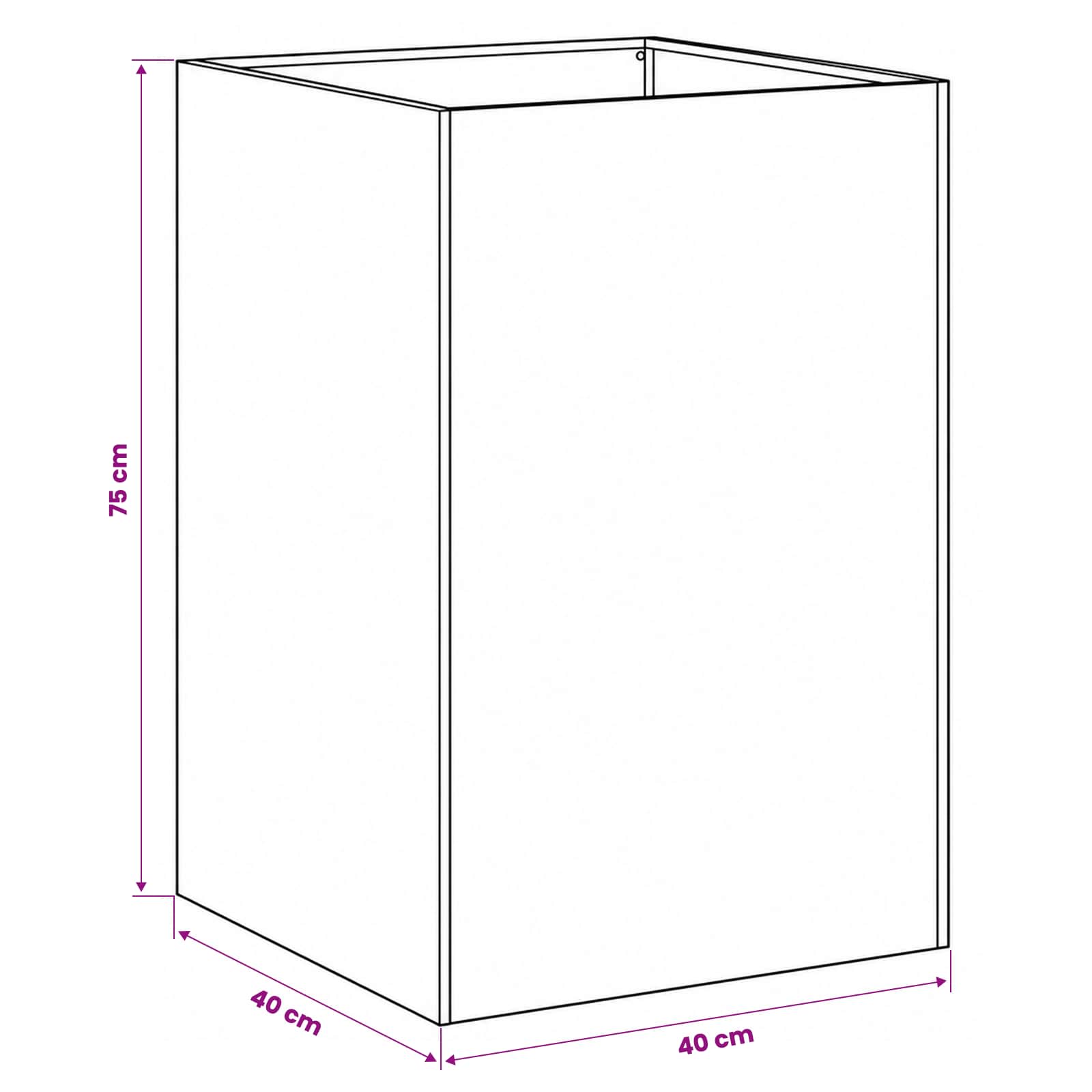 Plantenbak Wit 40 x 40 x 75 cm Koudgewalst staal image 7